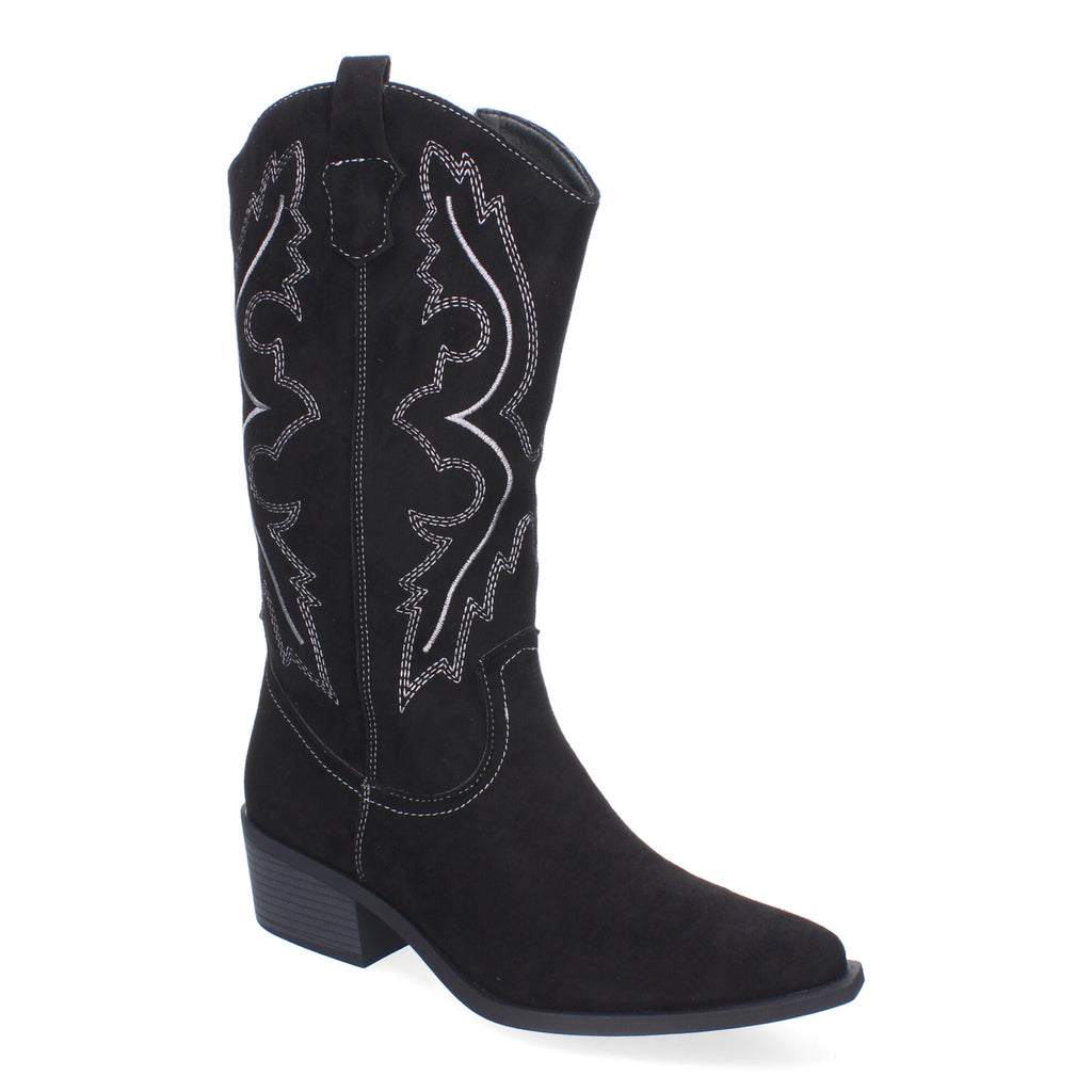 Botin estilo campero negro con bordado