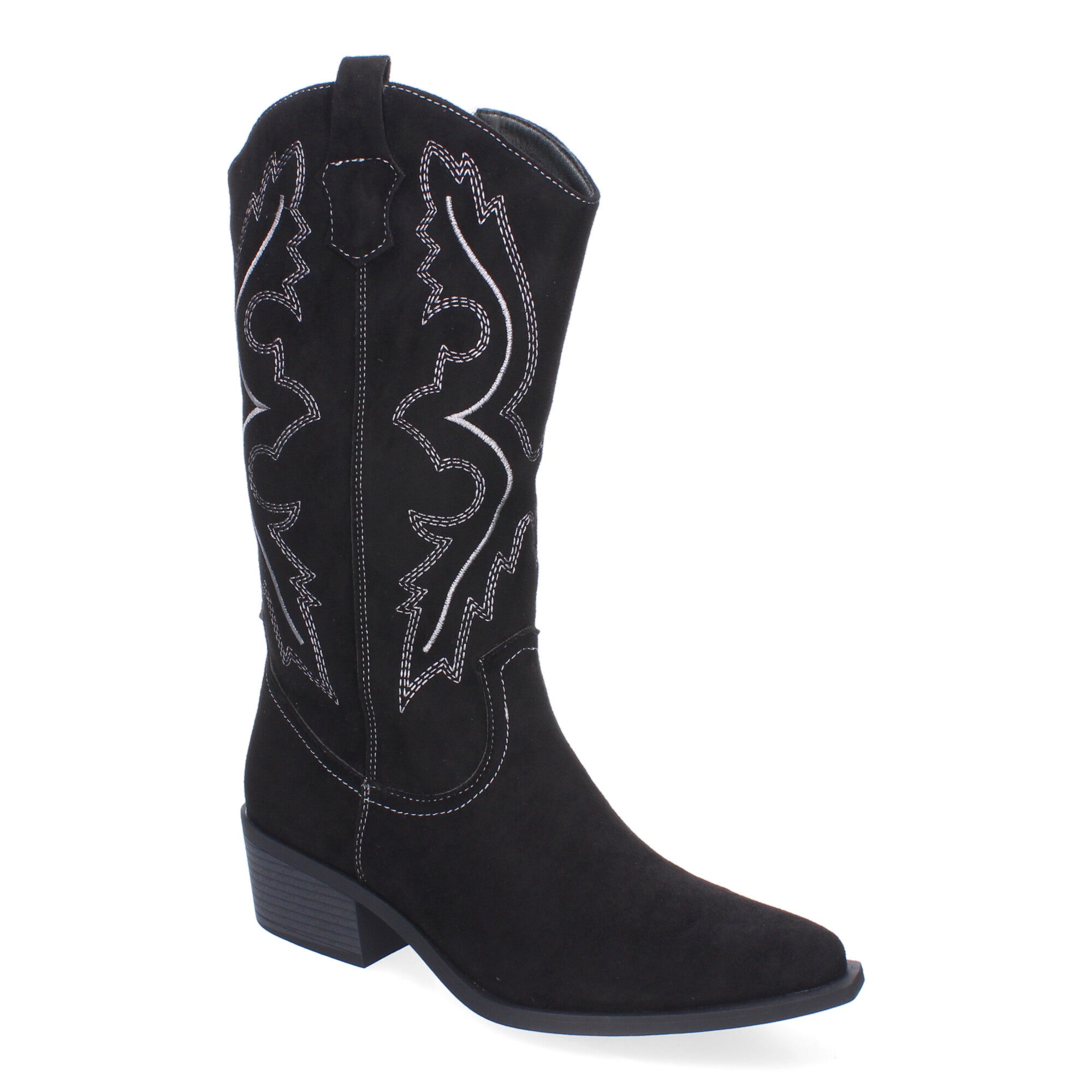 Botin estilo campero negro con bordado