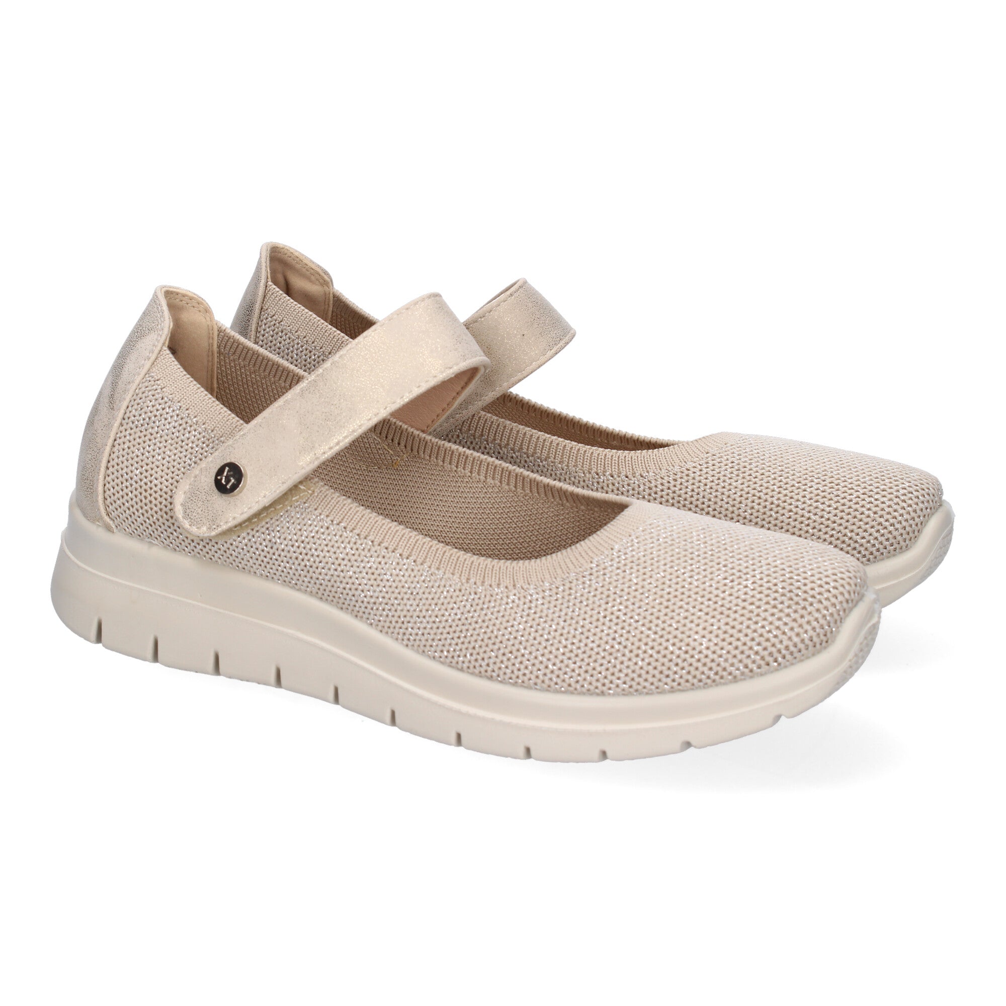 Zapatilla Plana Comoda para Mujer Elastica Beige