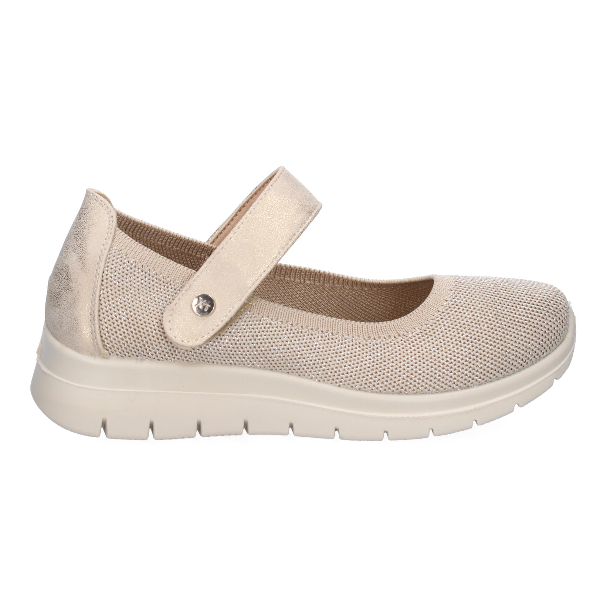 Zapatilla Plana Comoda para Mujer Elastica Beige