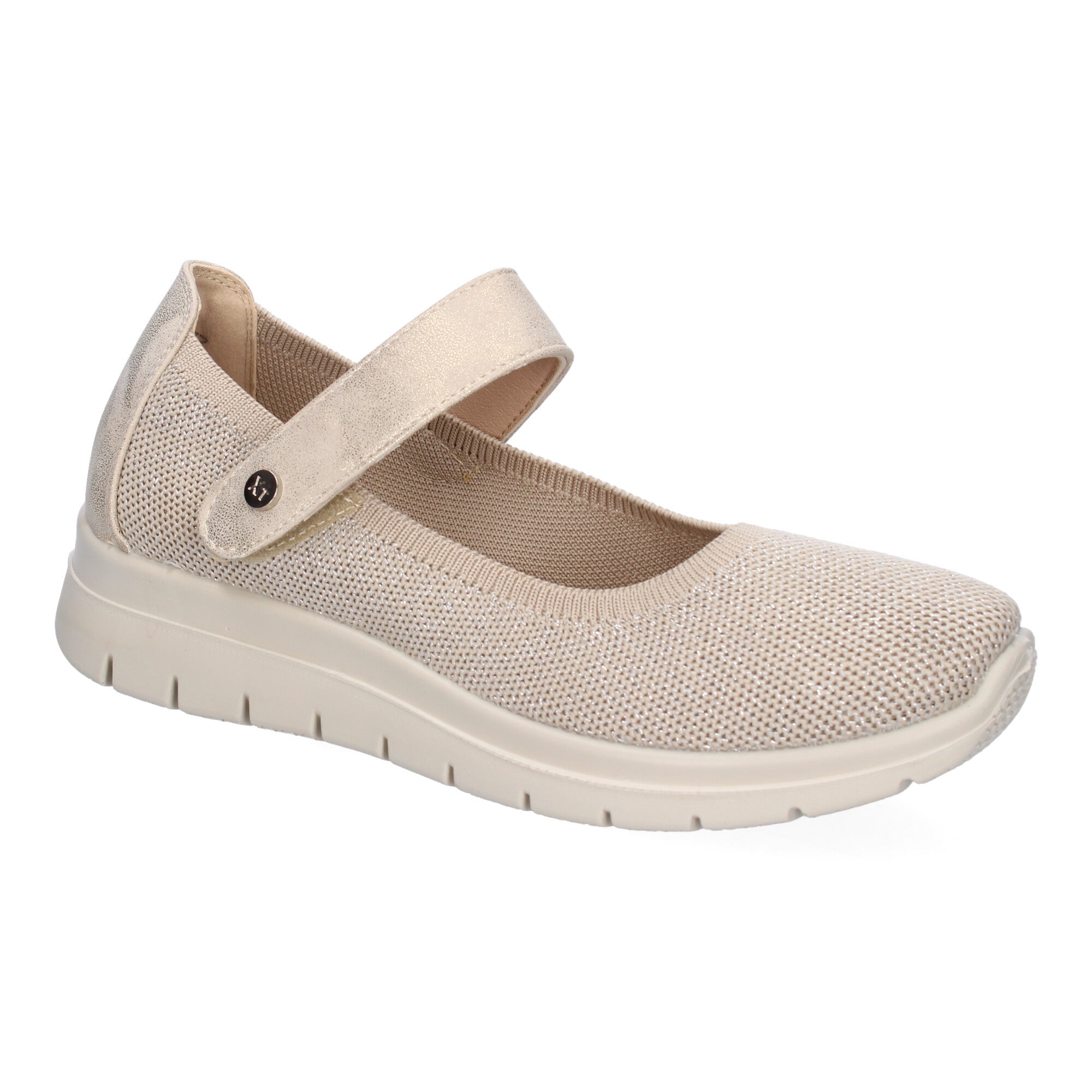 Zapatilla Plana Comoda para Mujer Elastica Beige