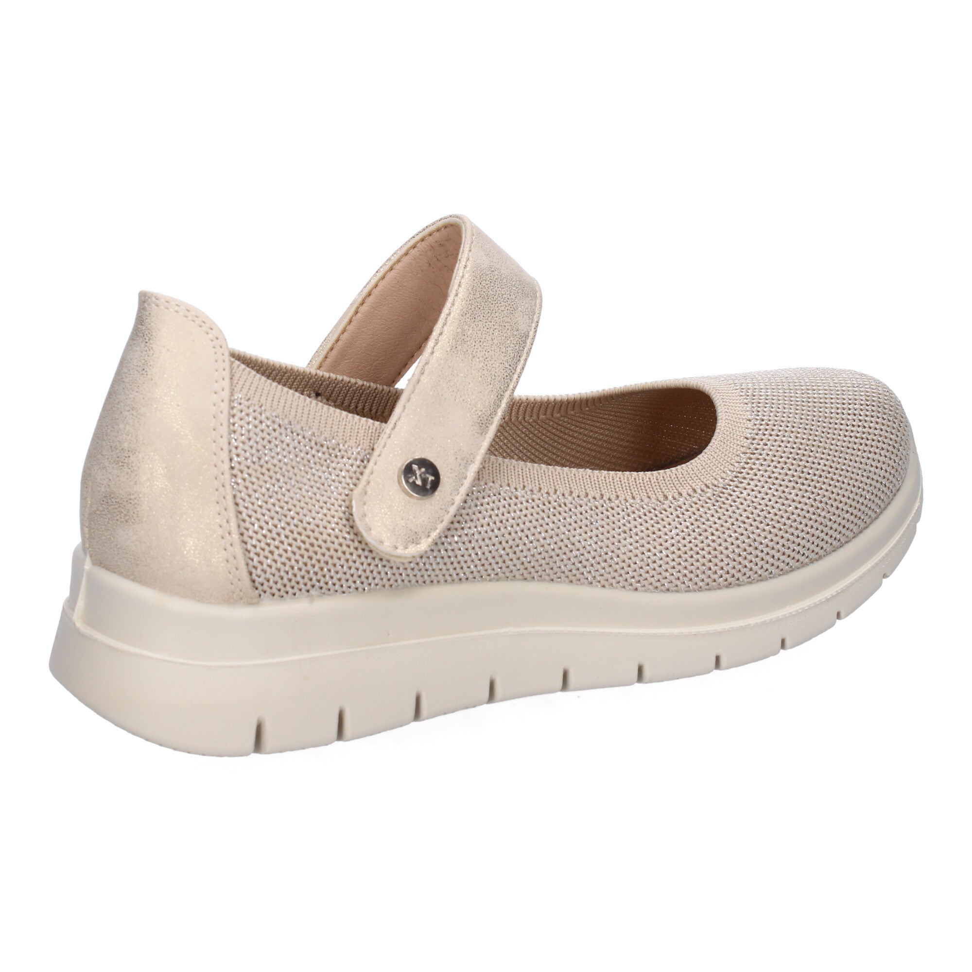 Zapatilla Plana Comoda para Mujer Elastica Beige