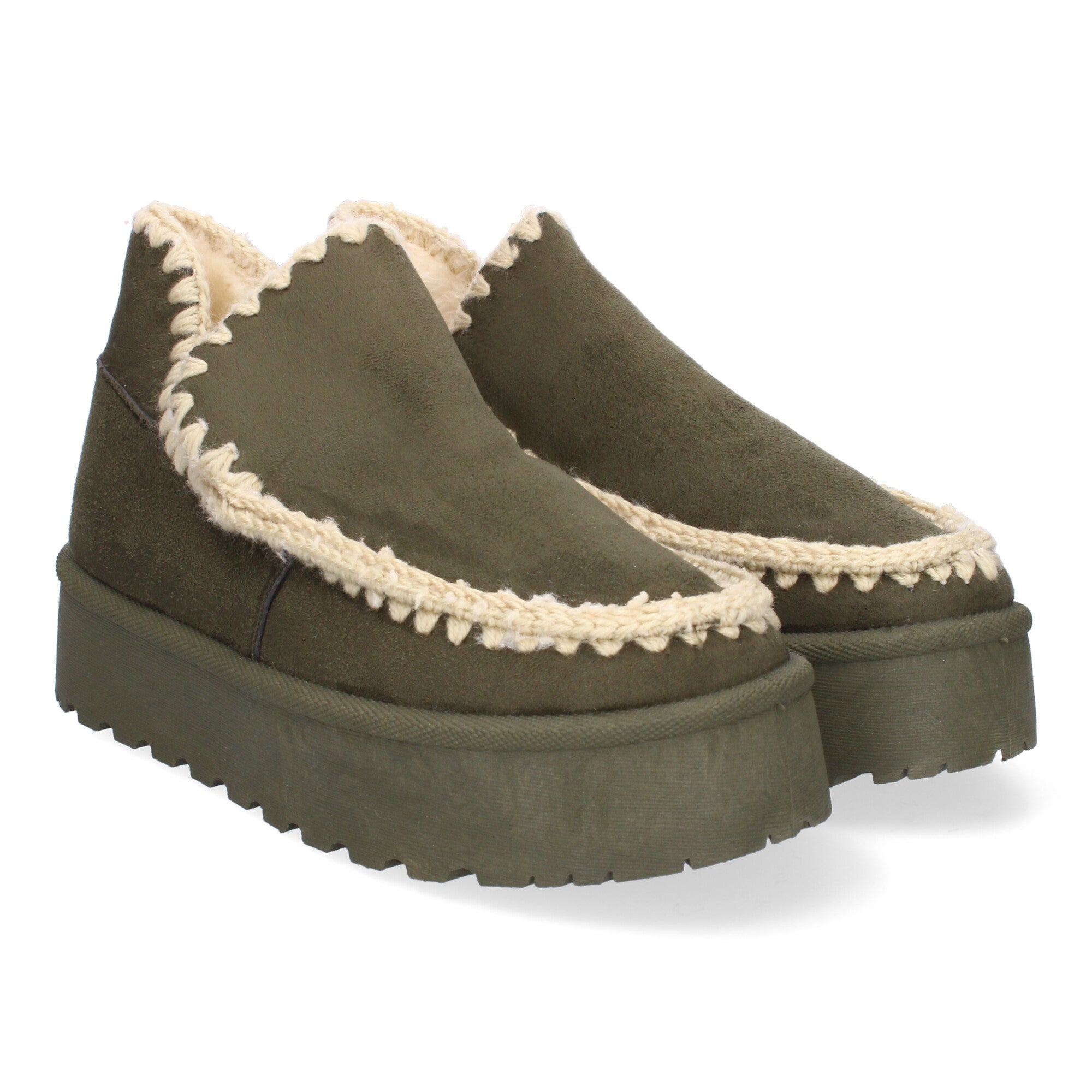 Botin con borreguillo interior kaki