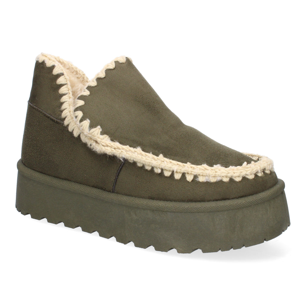 Botin con borreguillo interior kaki