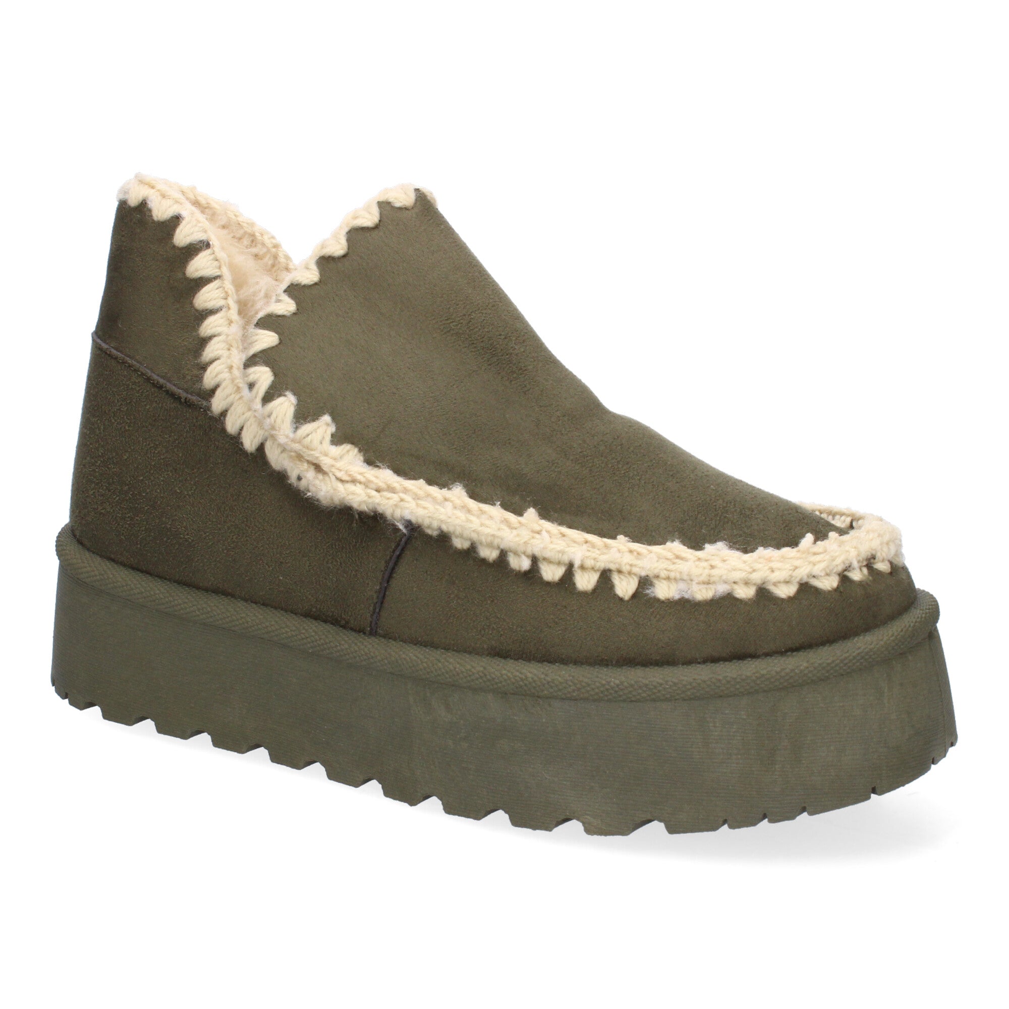 Botin con borreguillo interior kaki