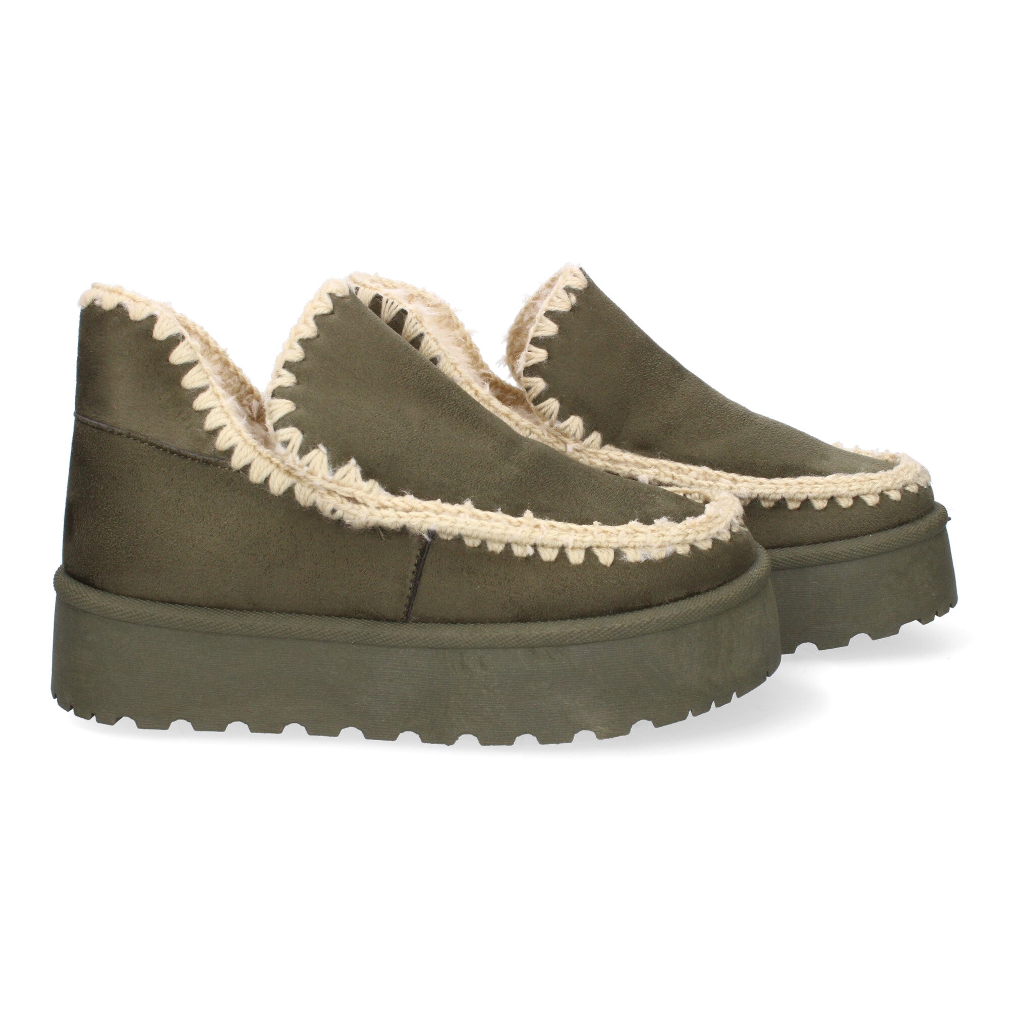 Botin con borreguillo interior kaki