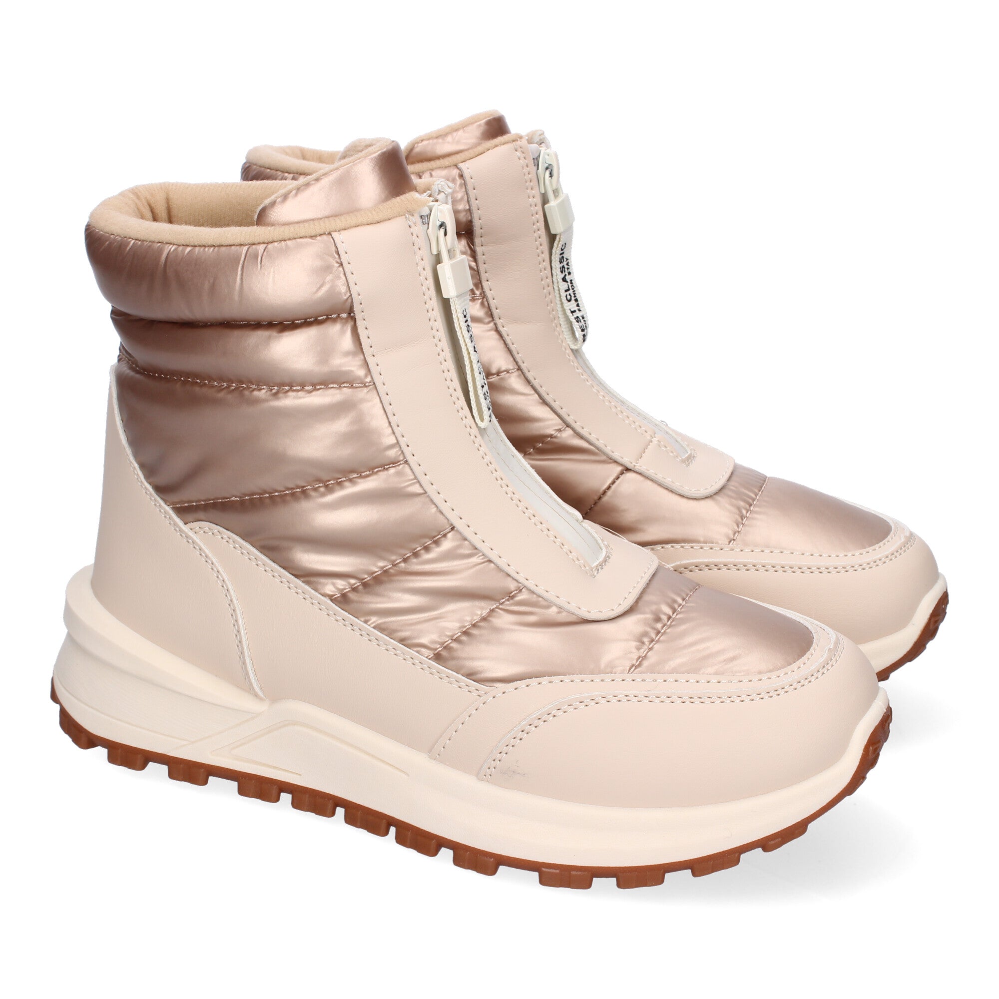 Botines beige con acolchado