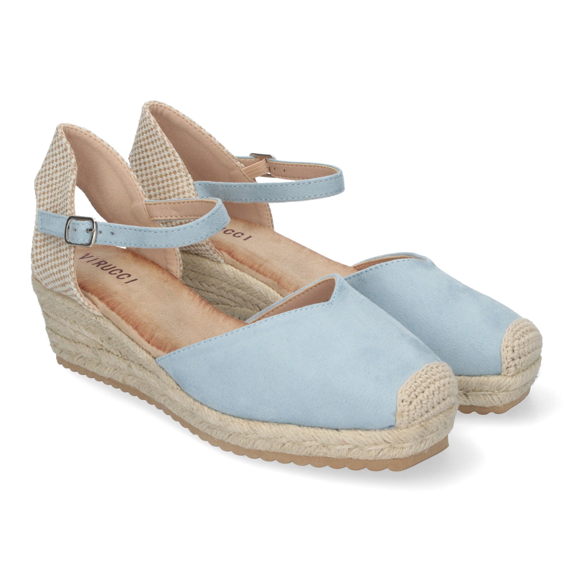 Sandalia de Cuña para Mujer, Cómoda y Elegante, Forrada de Yute con Pala Cerrada y Hebilla