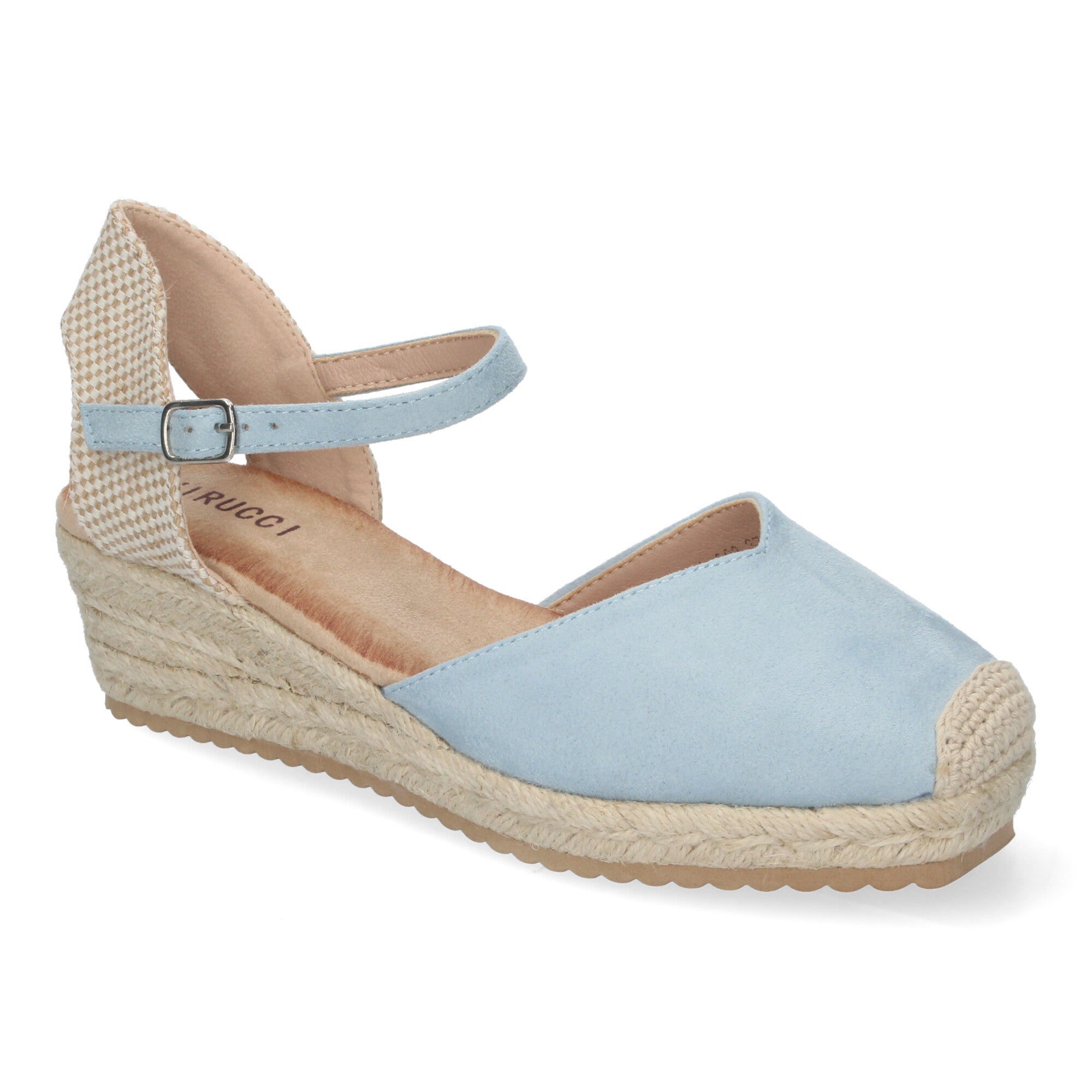 Sandalia de Cuña para Mujer, Cómoda y Elegante, Forrada de Yute con Pala Cerrada y Hebilla