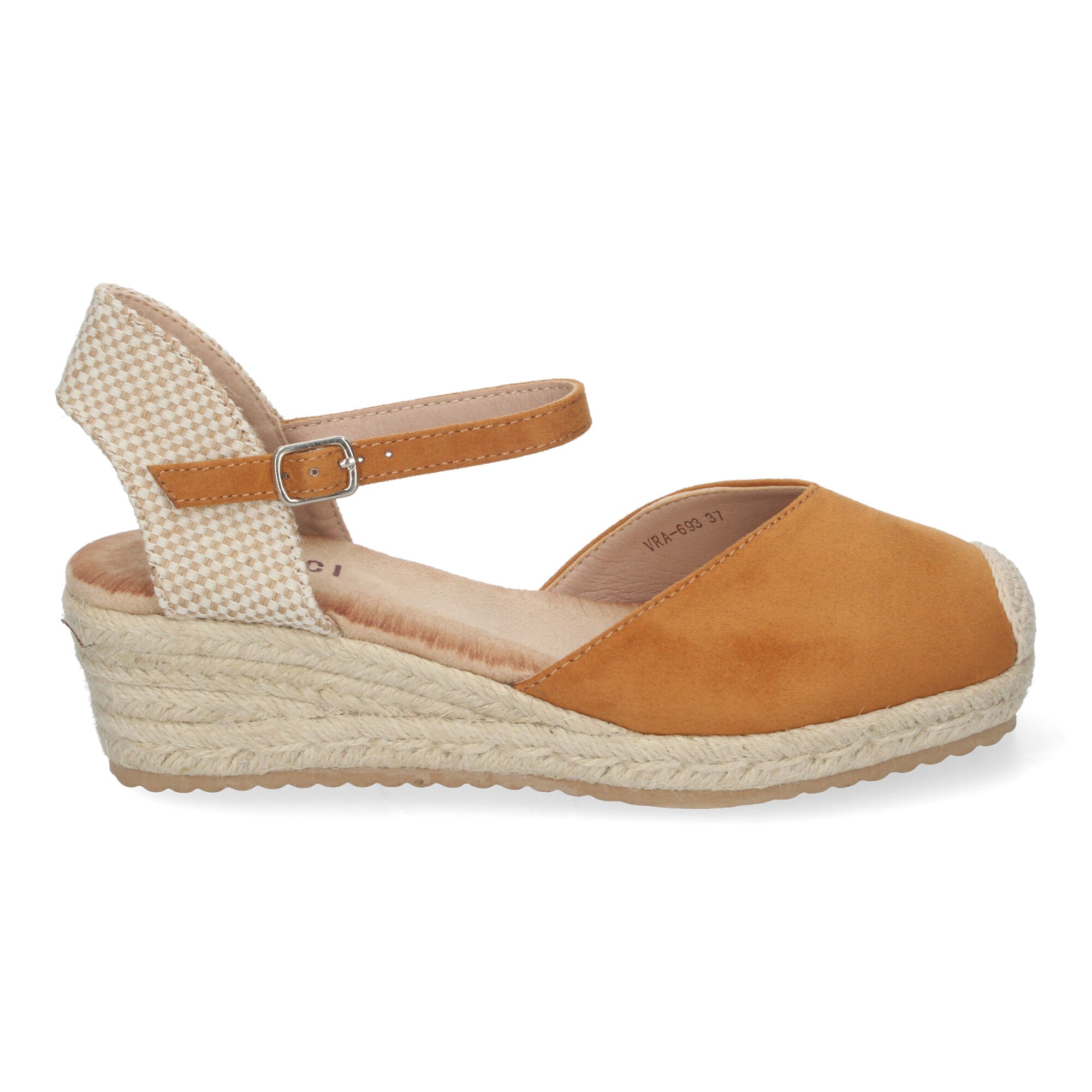 Sandalia de Cuña para Mujer, Cómoda y Elegante, Forrada de Yute con Pala Cerrada y Hebilla