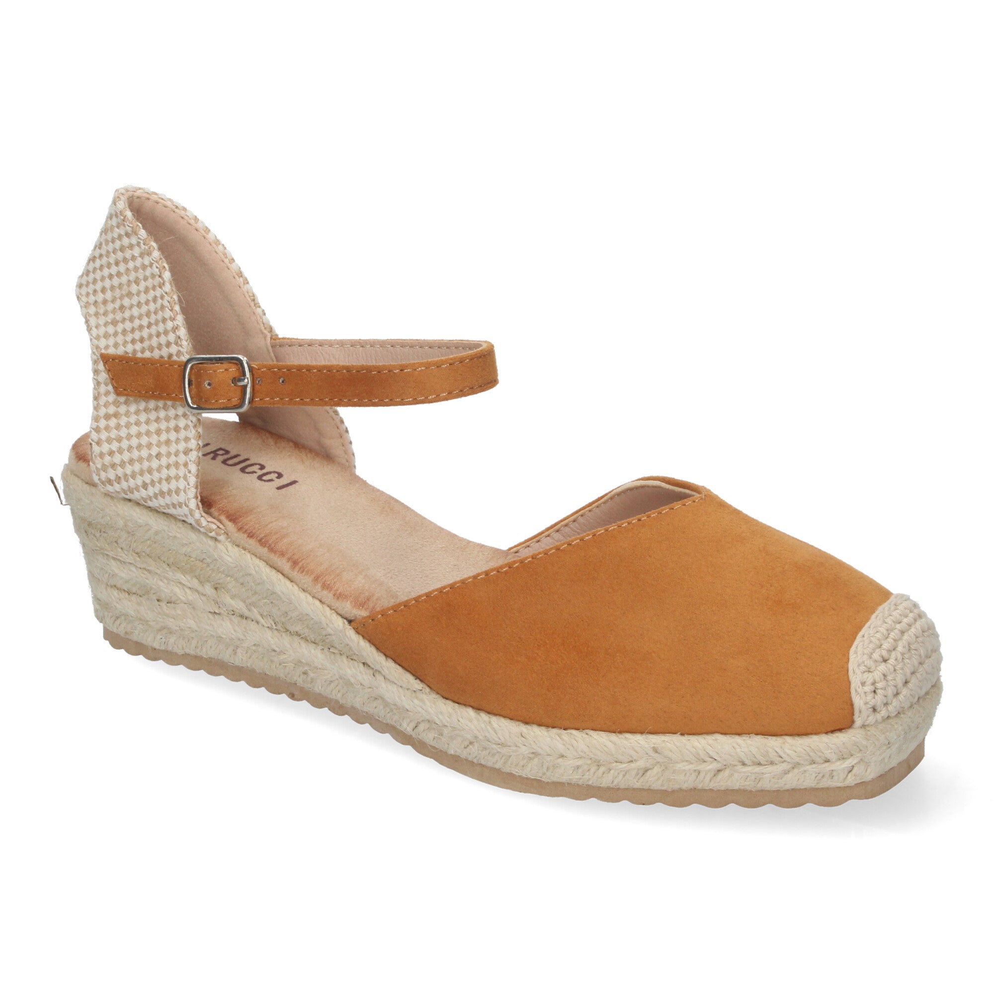 Sandalia de Cuña para Mujer, Cómoda y Elegante, Forrada de Yute con Pala Cerrada y Hebilla
