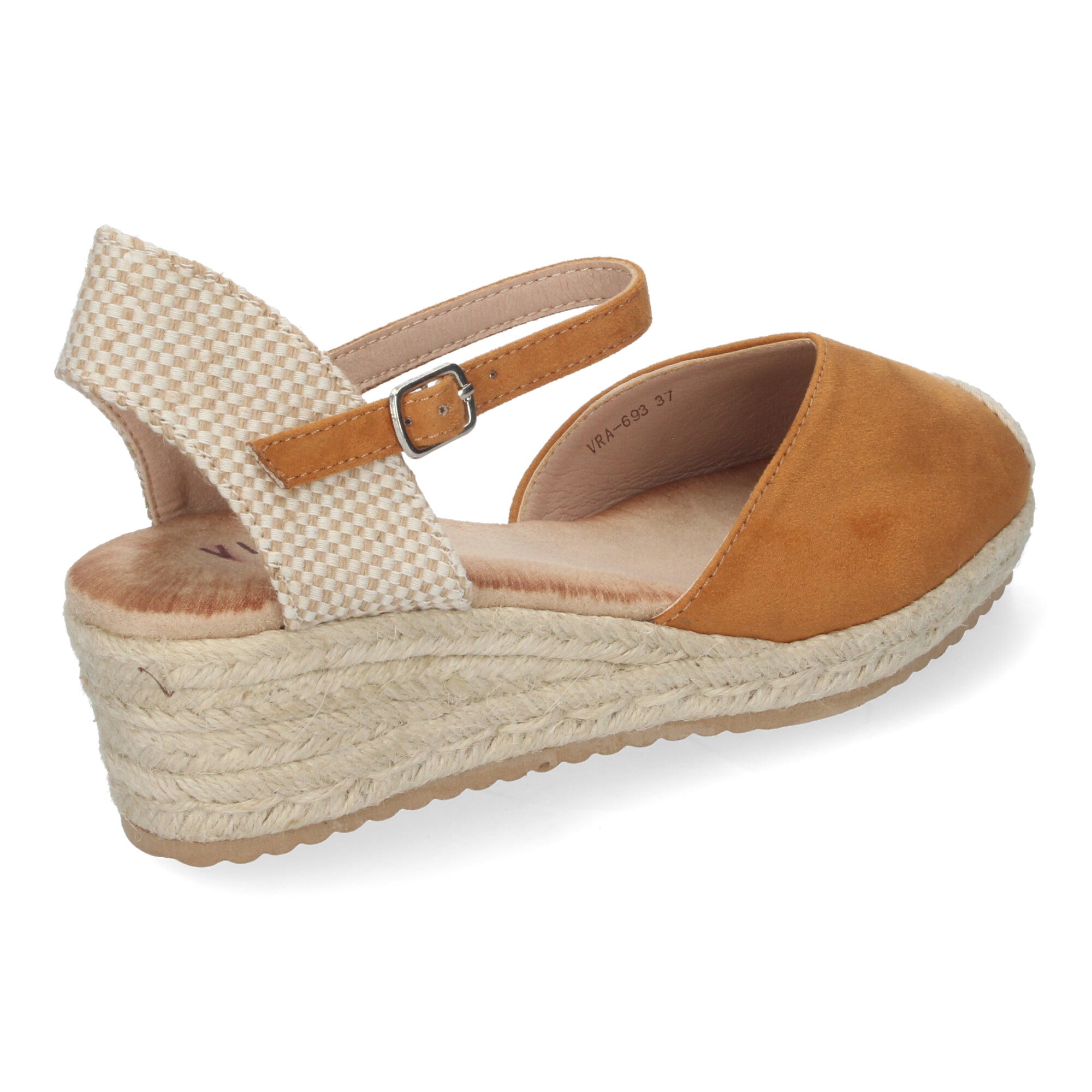 Sandalia de Cuña para Mujer, Cómoda y Elegante, Forrada de Yute con Pala Cerrada y Hebilla