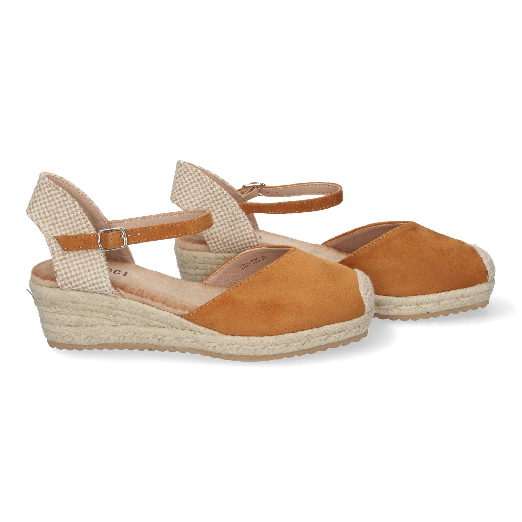 Sandalia de Cuña para Mujer, Cómoda y Elegante, Forrada de Yute con Pala Cerrada y Hebilla