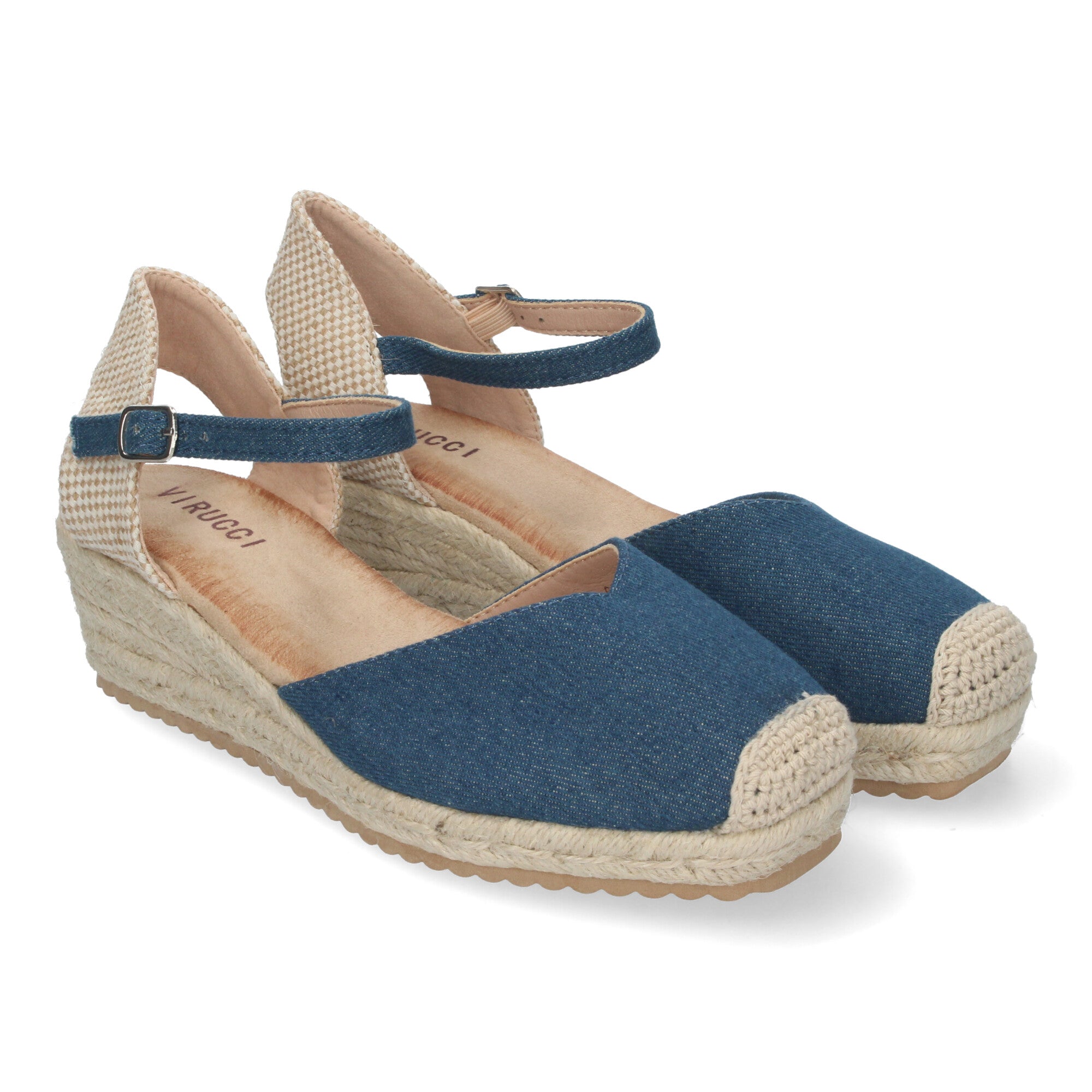 Sandalia de Cuña para Mujer, Cómoda y Elegante, Forrada de Yute con Pala Cerrada y Hebilla