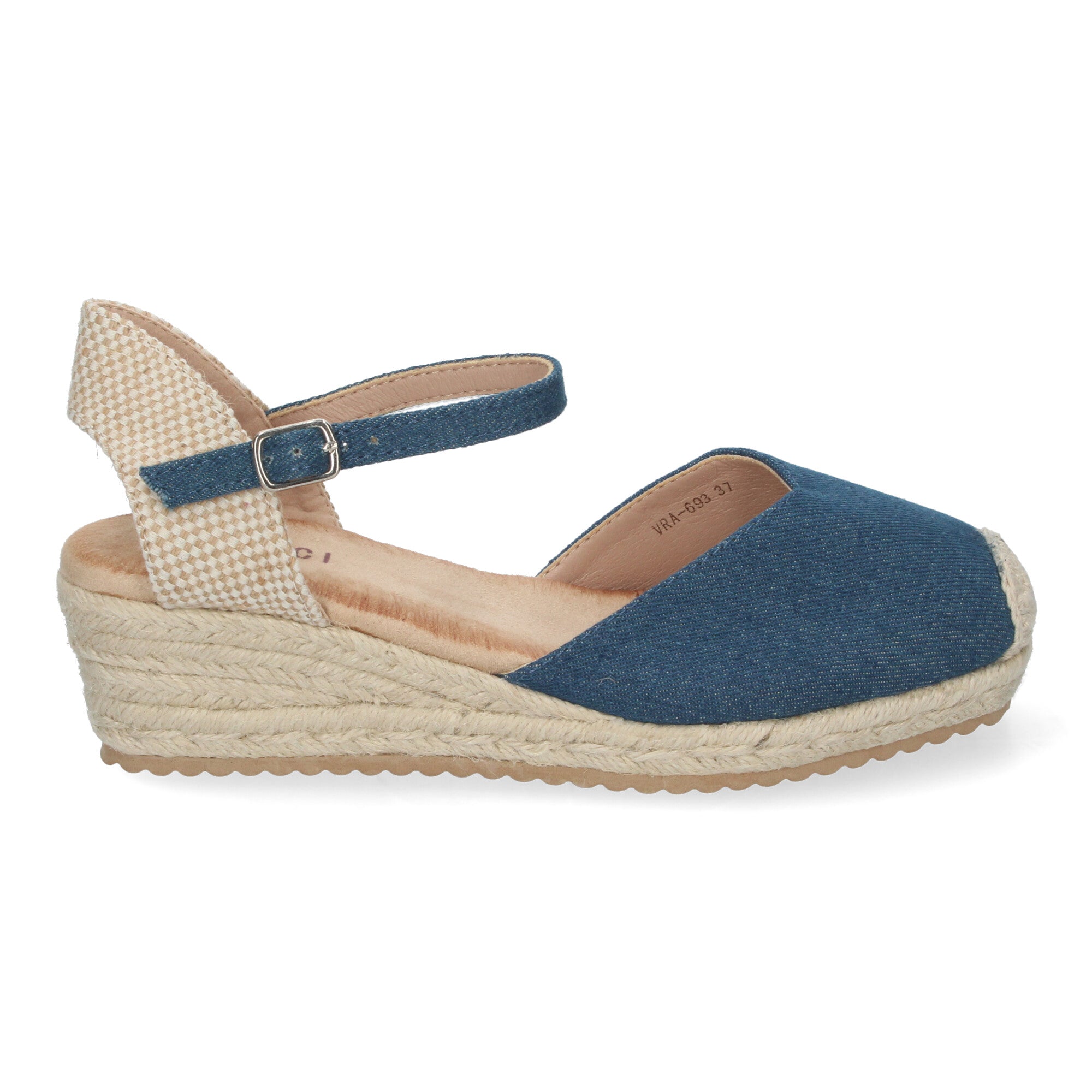 Sandalia de Cuña para Mujer, Cómoda y Elegante, Forrada de Yute con Pala Cerrada y Hebilla