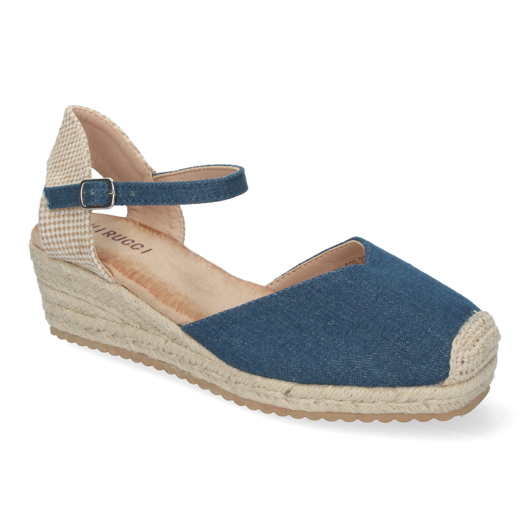 Sandalia de Cuña para Mujer, Cómoda y Elegante, Forrada de Yute con Pala Cerrada y Hebilla