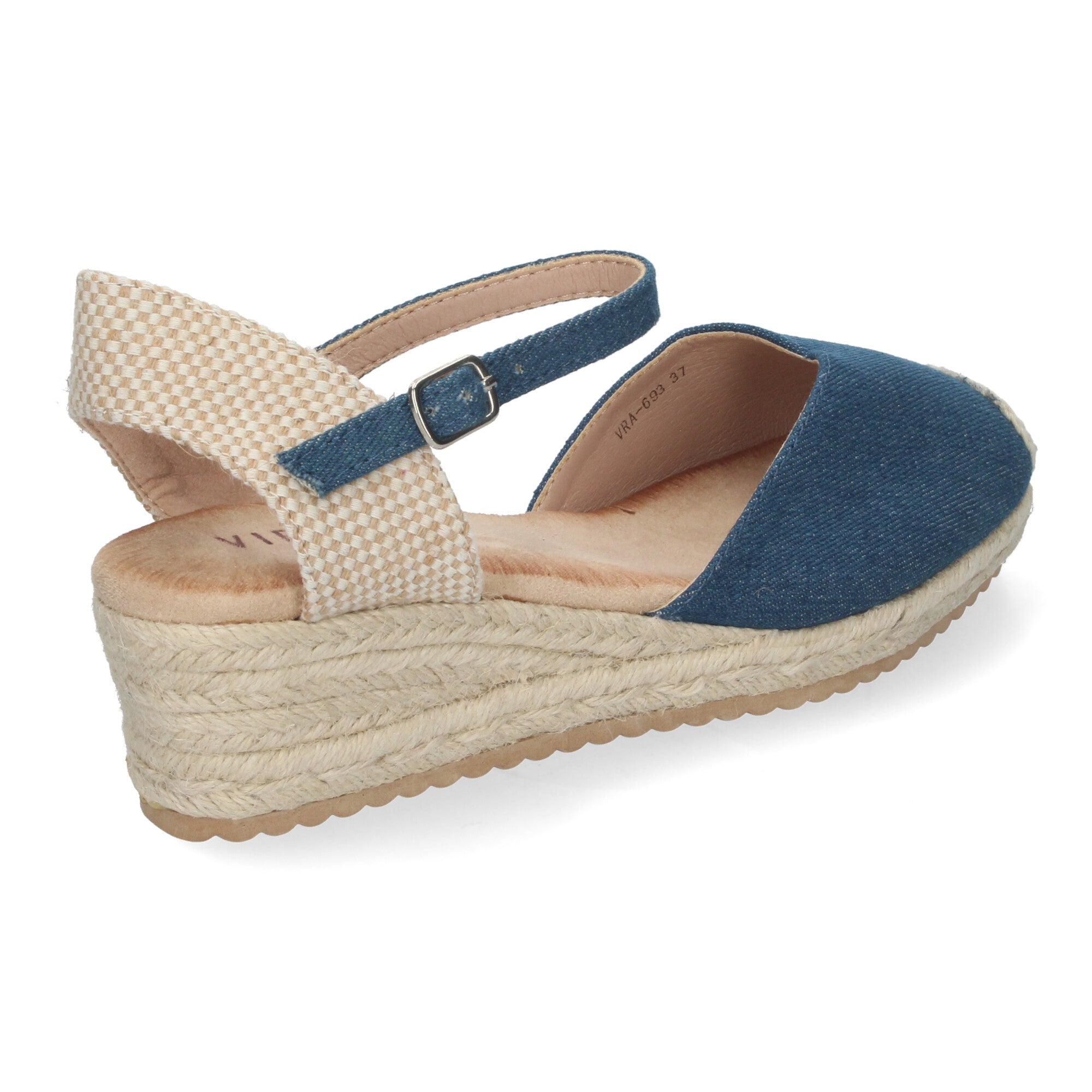 Sandalia de Cuña para Mujer, Cómoda y Elegante, Forrada de Yute con Pala Cerrada y Hebilla