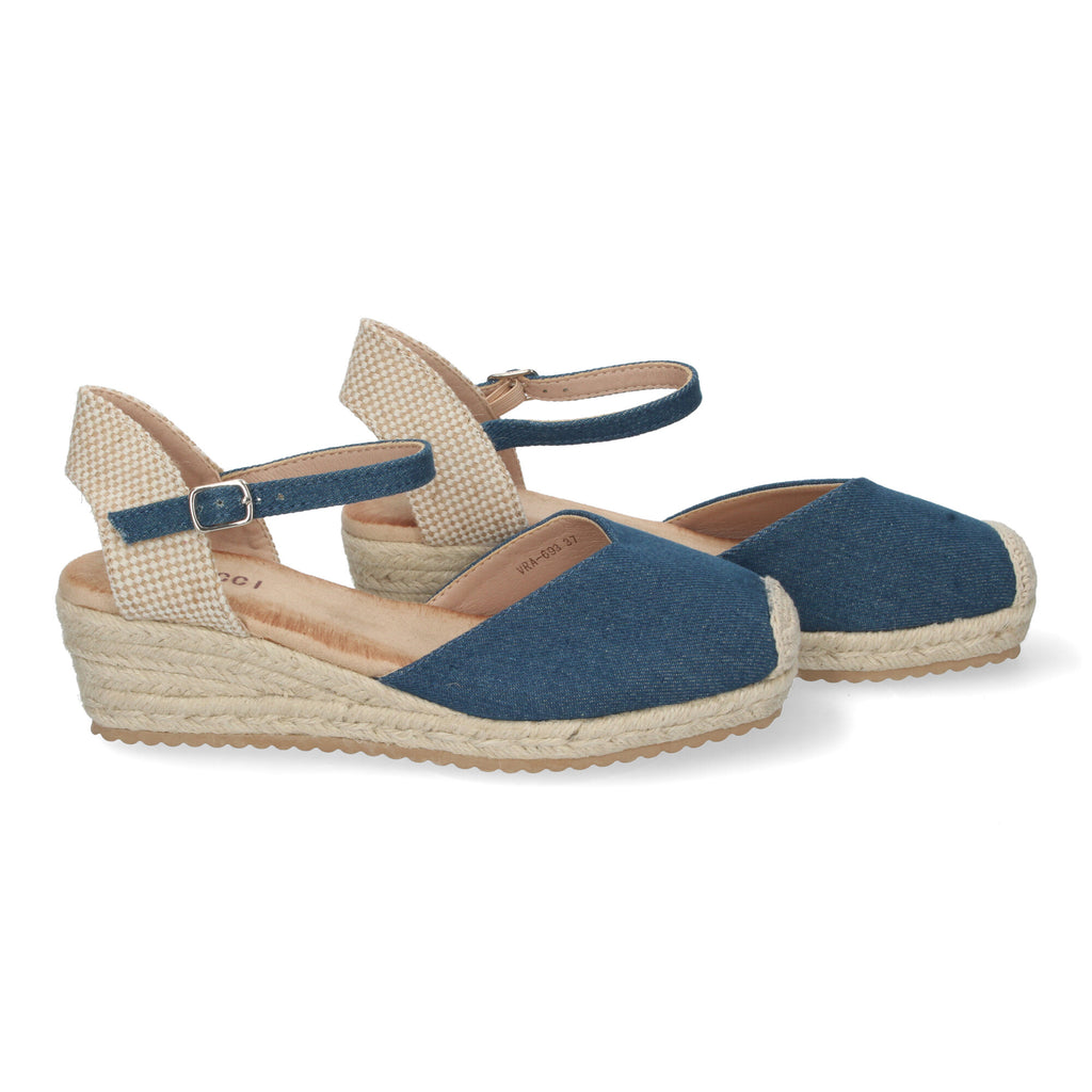 Sandalia de Cuña para Mujer, Cómoda y Elegante, Forrada de Yute con Pala Cerrada y Hebilla