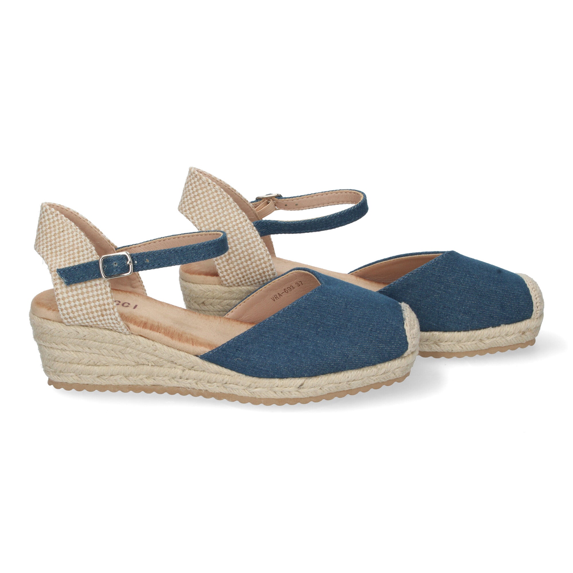 Sandalia de Cuña para Mujer, Cómoda y Elegante, Forrada de Yute con Pala Cerrada y Hebilla