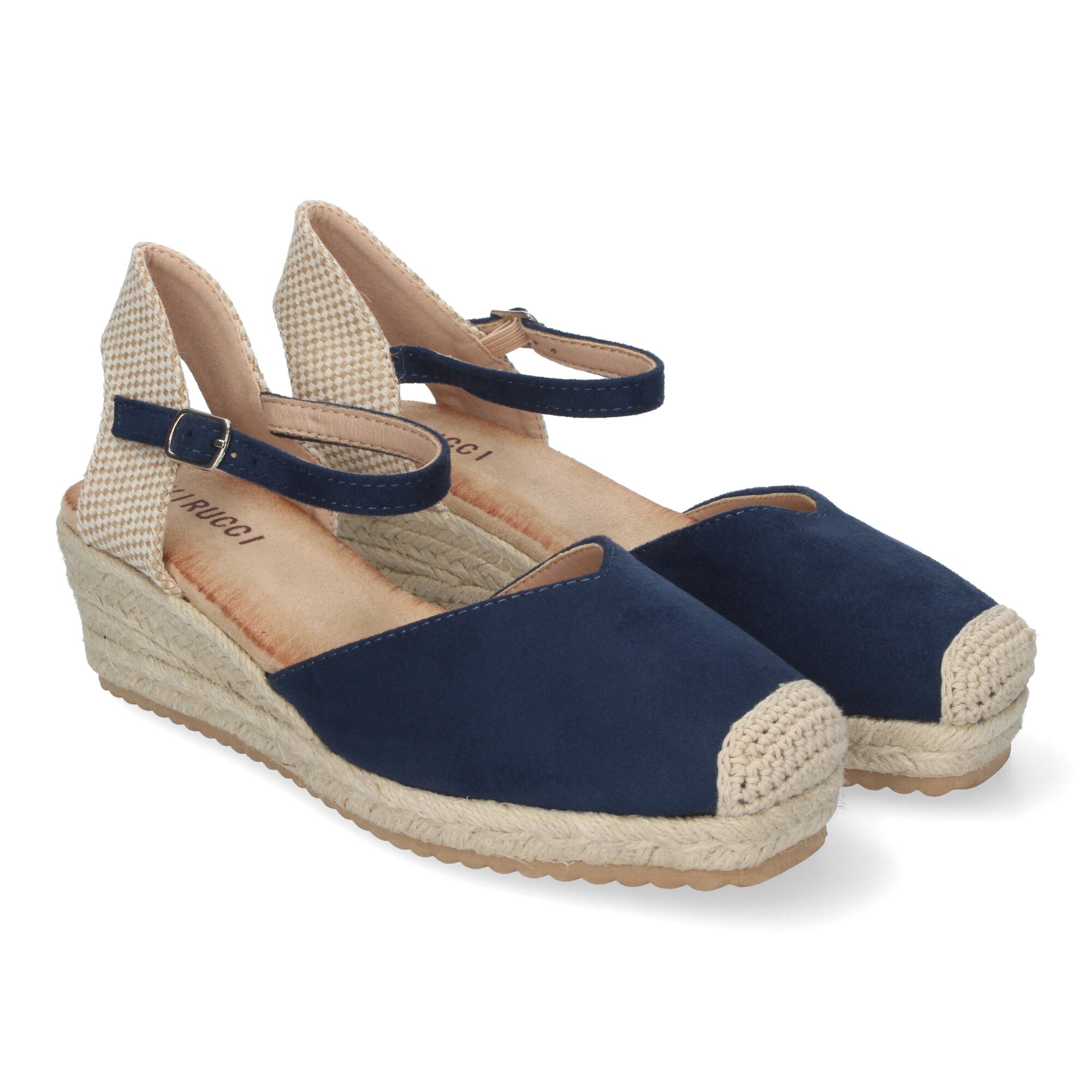 Sandalia de Cuña para Mujer, Cómoda y Elegante, Forrada de Yute con Pala Cerrada y Hebilla
