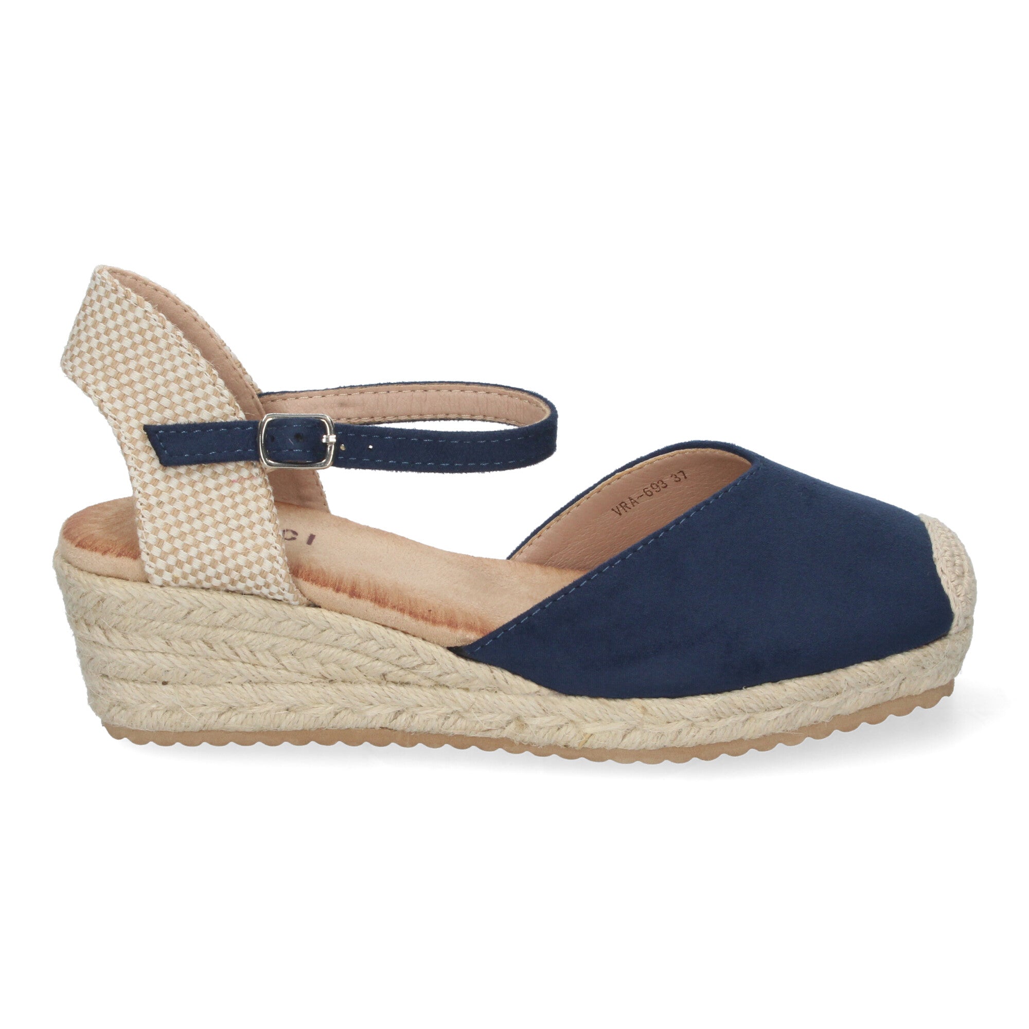 Sandalia de Cuña para Mujer, Cómoda y Elegante, Forrada de Yute con Pala Cerrada y Hebilla