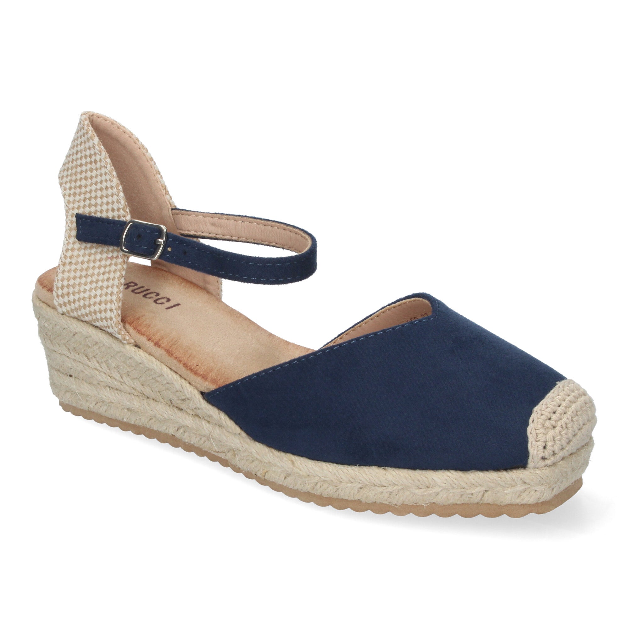 Sandalia de Cuña para Mujer, Cómoda y Elegante, Forrada de Yute con Pala Cerrada y Hebilla