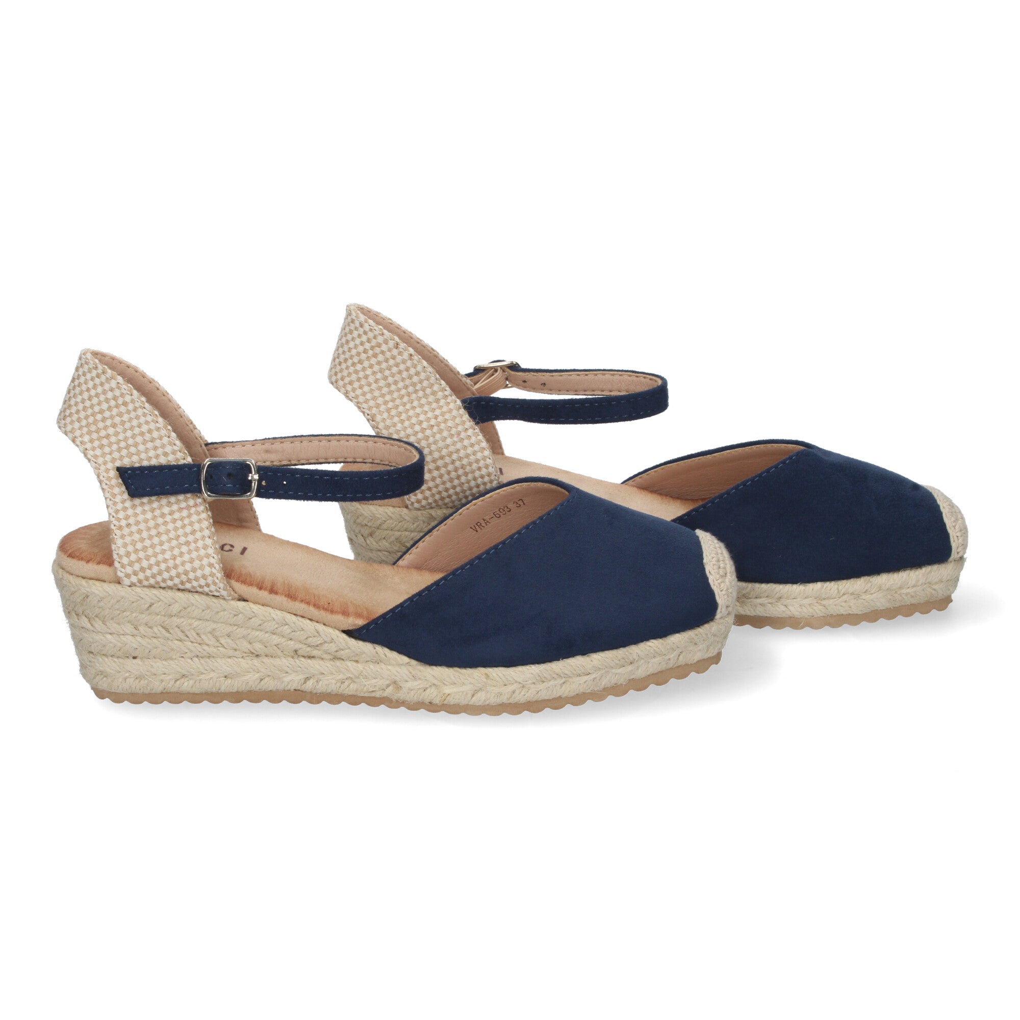 Sandalia de Cuña para Mujer, Cómoda y Elegante, Forrada de Yute con Pala Cerrada y Hebilla