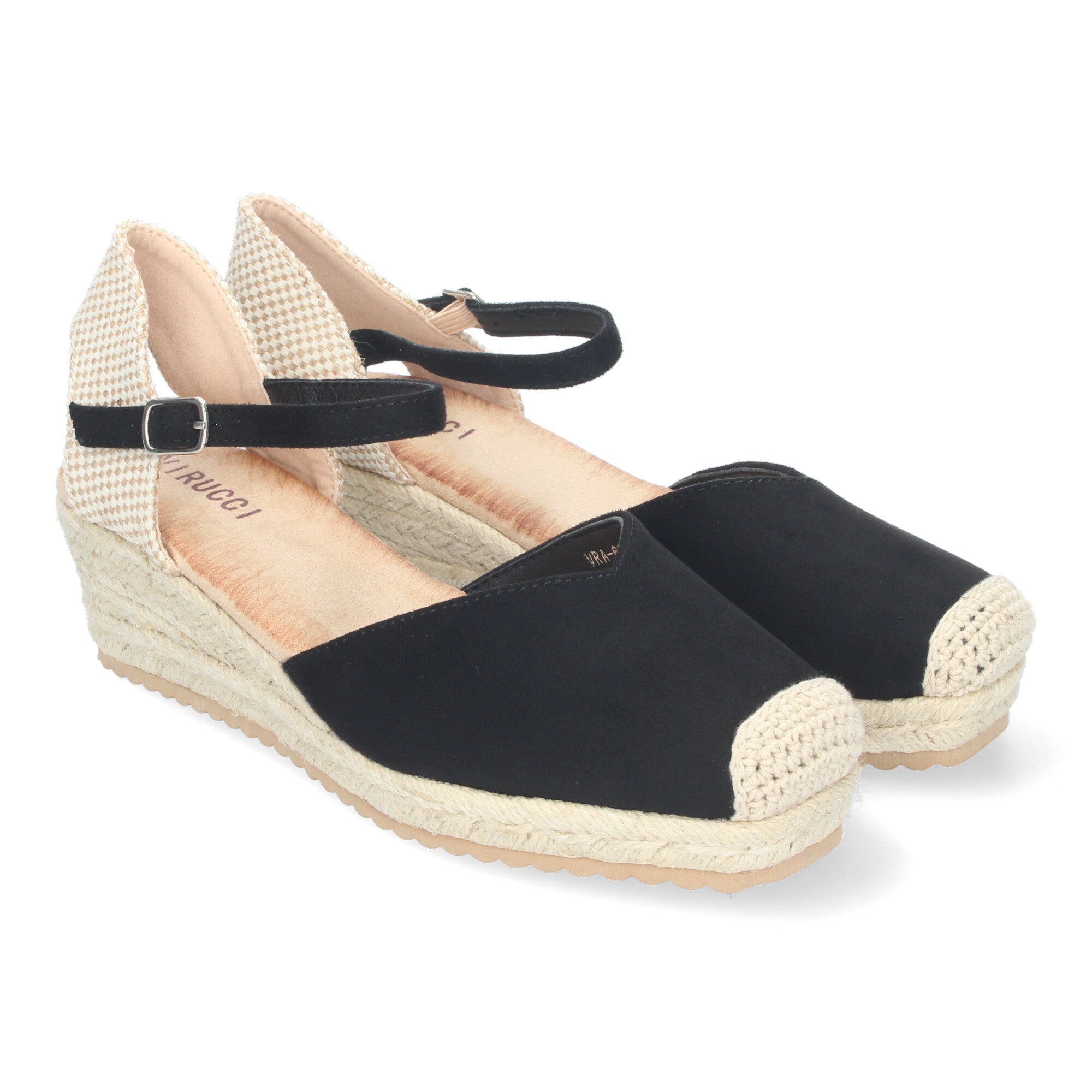 Sandalia de Cuña para Mujer, Cómoda y Elegante, Forrada de Yute con Pala Cerrada y Cierre de Hebilla