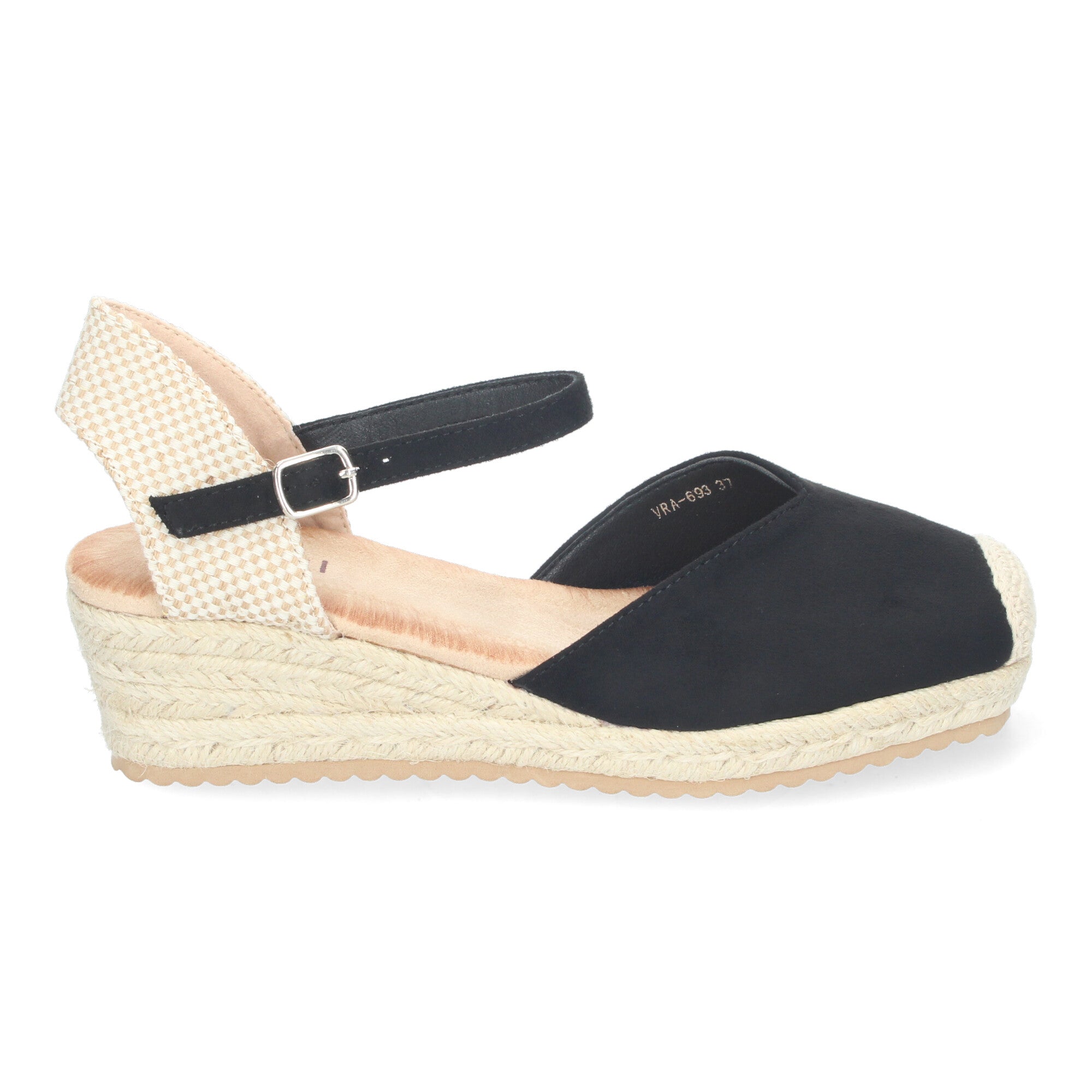 Sandalia de Cuña para Mujer, Cómoda y Elegante, Forrada de Yute con Pala Cerrada y Cierre de Hebilla
