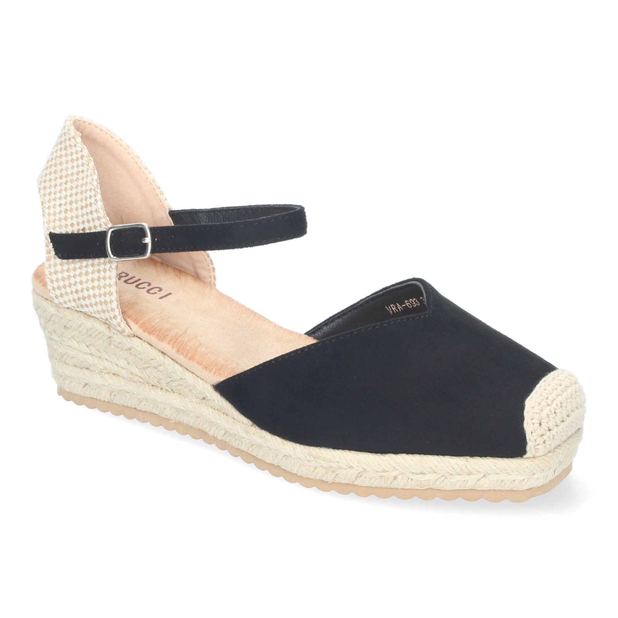 Sandalia de Cuña para Mujer, Cómoda y Elegante, Forrada de Yute con Pala Cerrada y Cierre de Hebilla