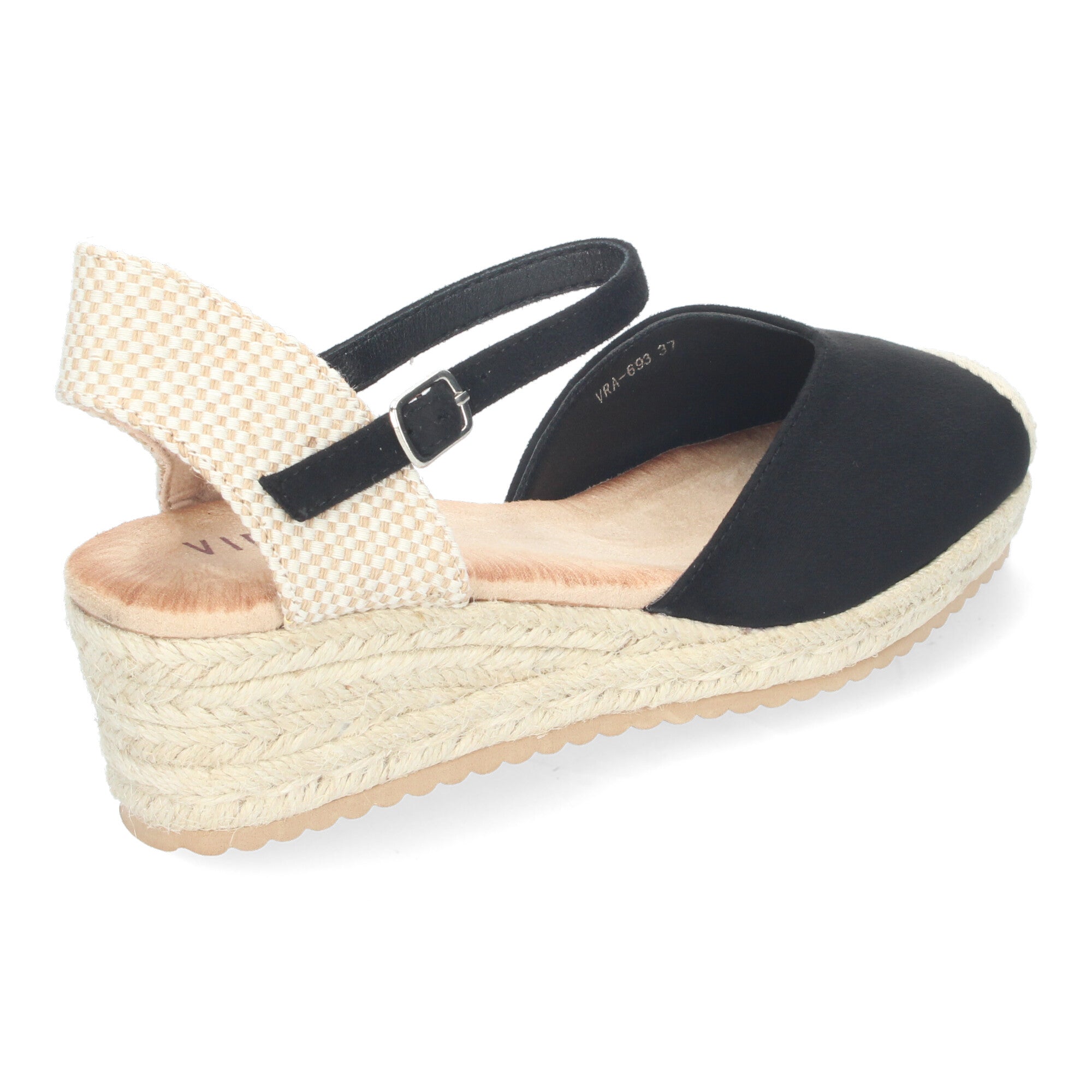 Sandalia de Cuña para Mujer, Cómoda y Elegante, Forrada de Yute con Pala Cerrada y Cierre de Hebilla