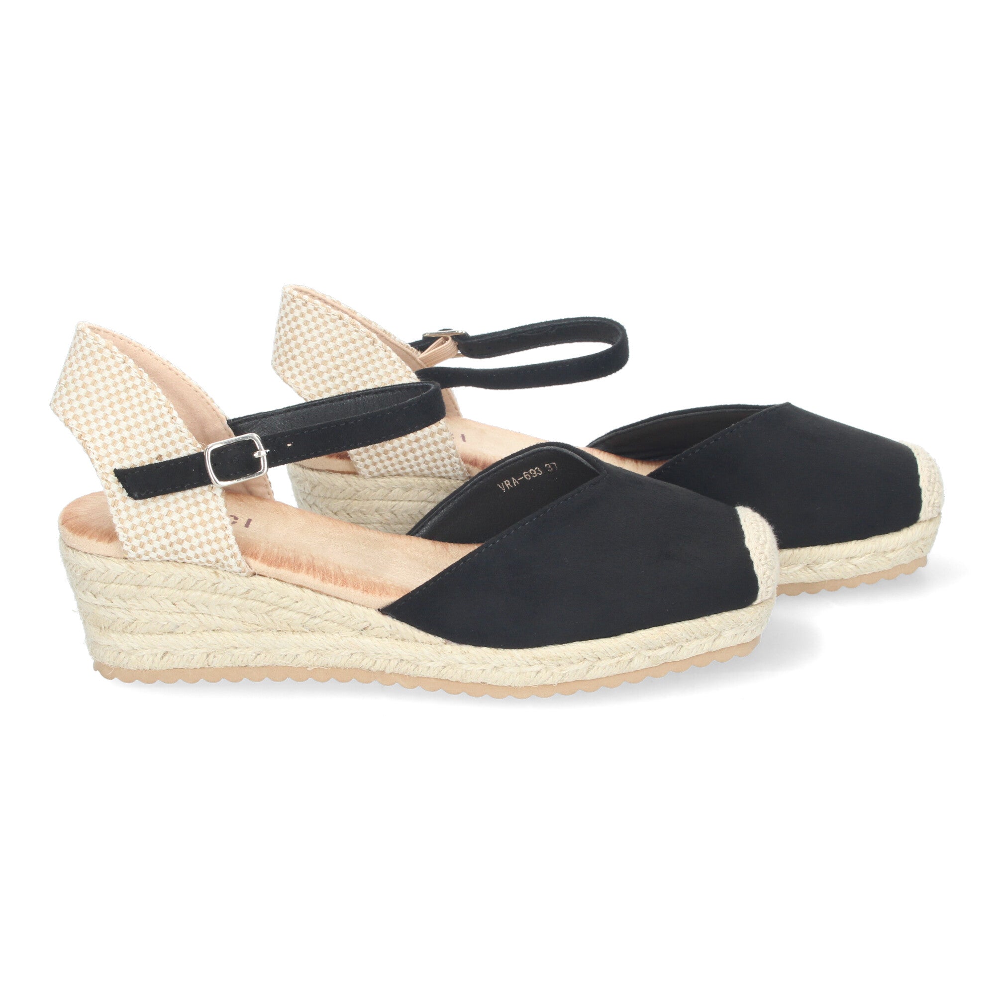 Sandalia de Cuña para Mujer, Cómoda y Elegante, Forrada de Yute con Pala Cerrada y Cierre de Hebilla