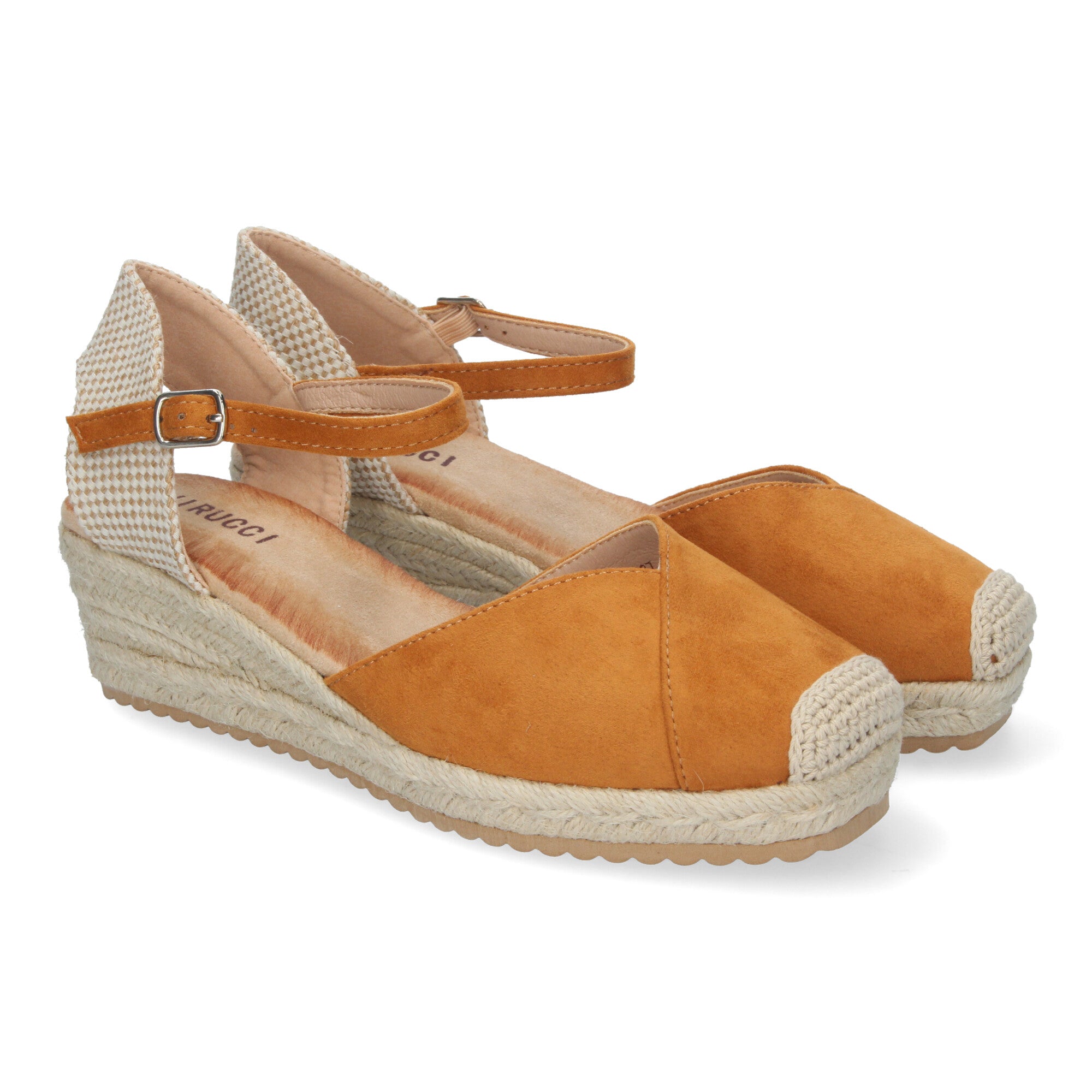 Sandalia de Cuña para Mujer, Cómoda y Elegante, Forrada de Yute con Detalle Cosido en la Pala y Hebilla