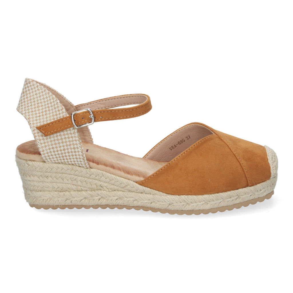 Sandalia de Cuña para Mujer, Cómoda y Elegante, Forrada de Yute con Detalle Cosido en la Pala y Hebilla
