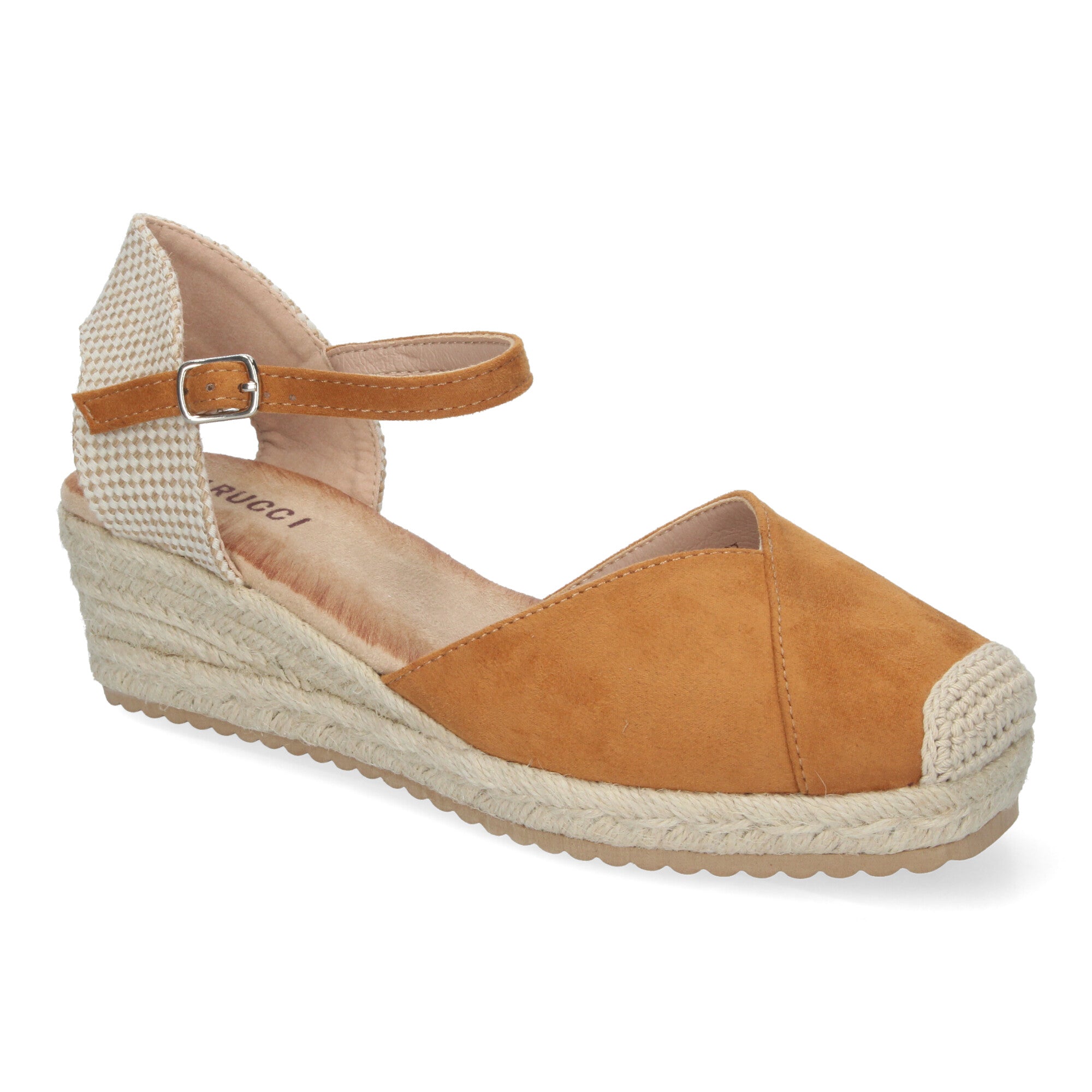 Sandalia de Cuña para Mujer, Cómoda y Elegante, Forrada de Yute con Detalle Cosido en la Pala y Hebilla