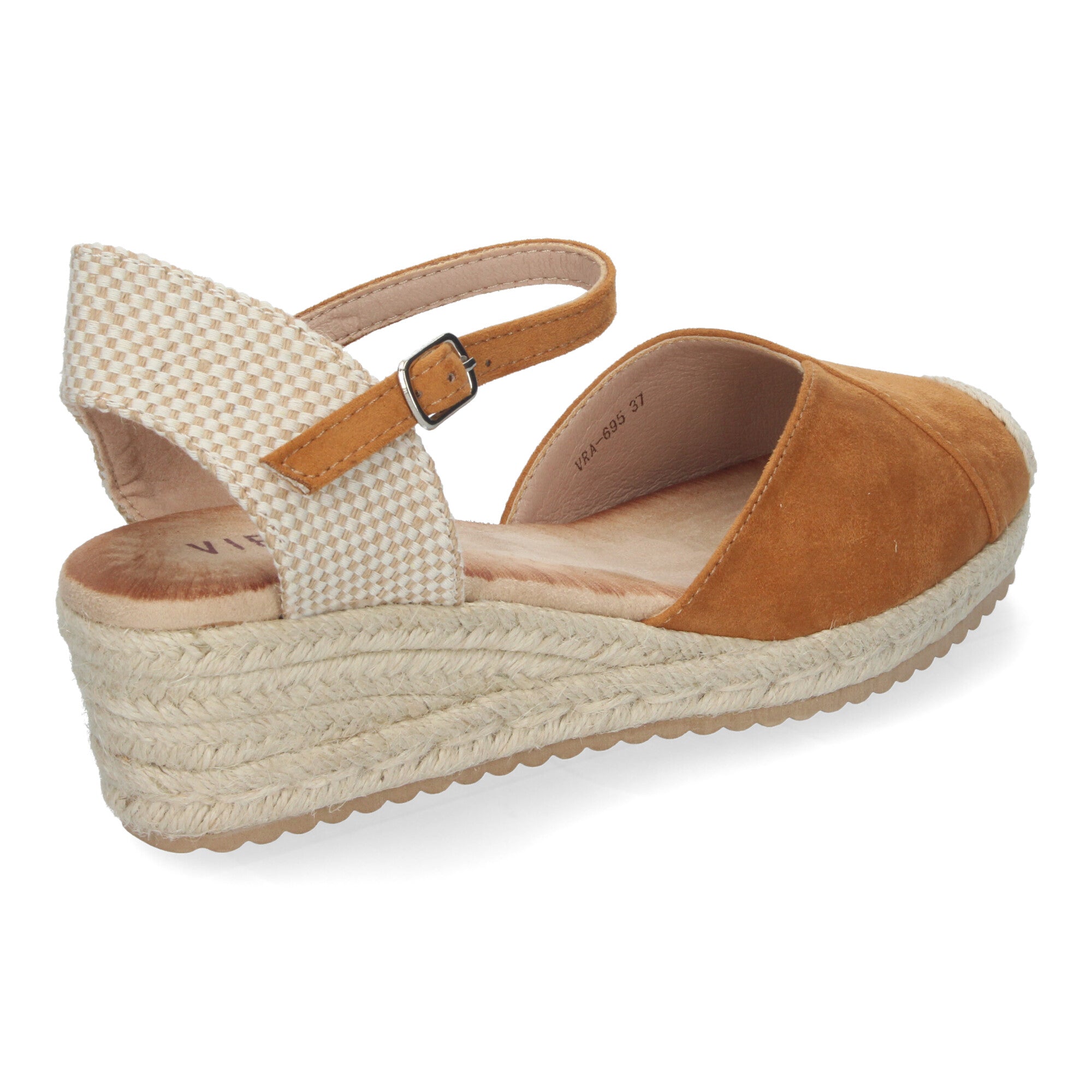 Sandalia de Cuña para Mujer, Cómoda y Elegante, Forrada de Yute con Detalle Cosido en la Pala y Hebilla
