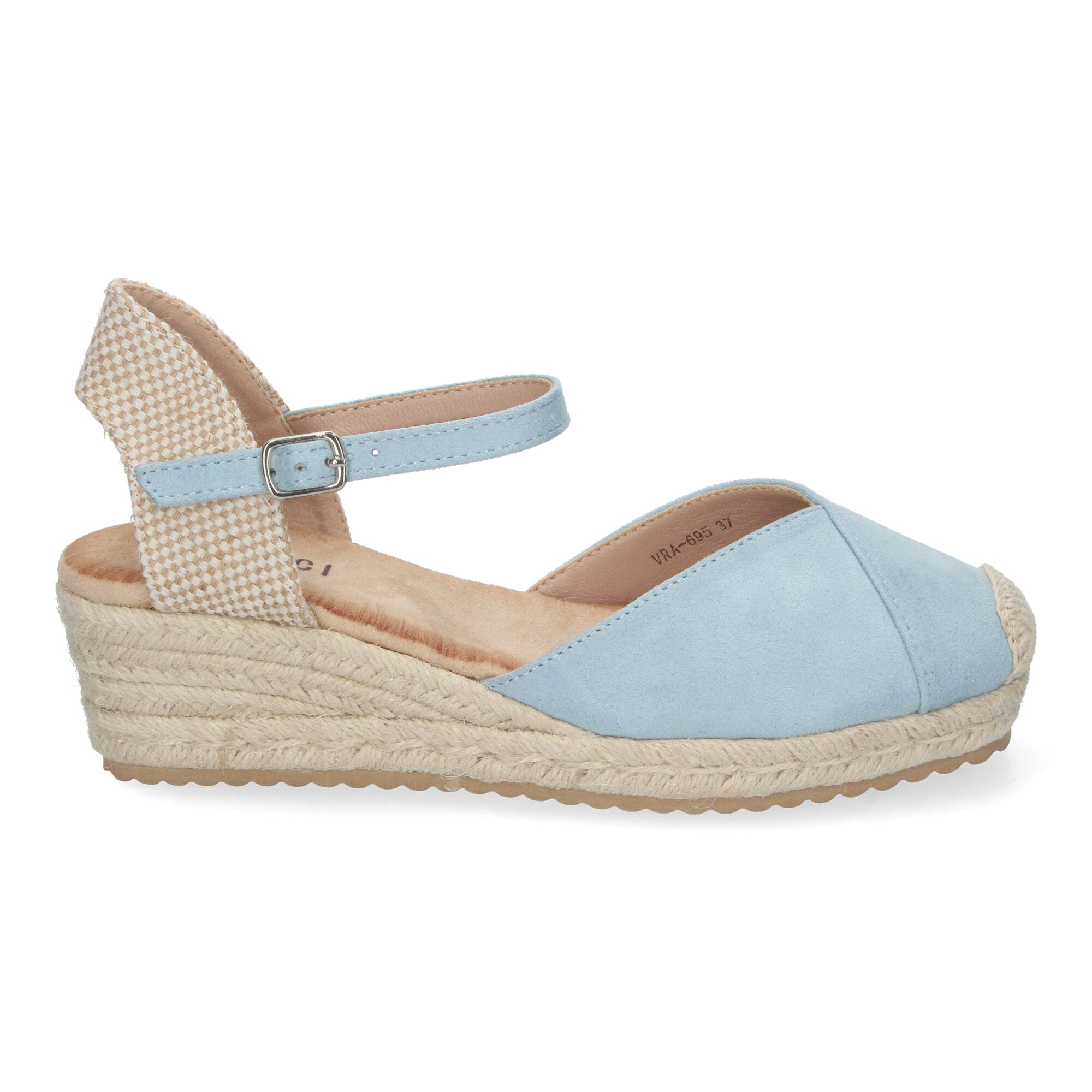 Sandalia de Cuña para Mujer, Cómoda y Elegante, Forrada de Yute con Detalle Cosido en la Pala y Hebilla
