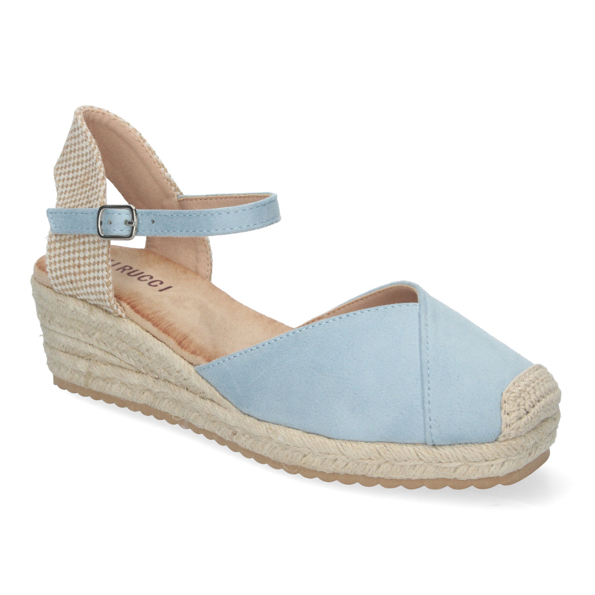 Sandalia de Cuña para Mujer, Cómoda y Elegante, Forrada de Yute con Detalle Cosido en la Pala y Hebilla