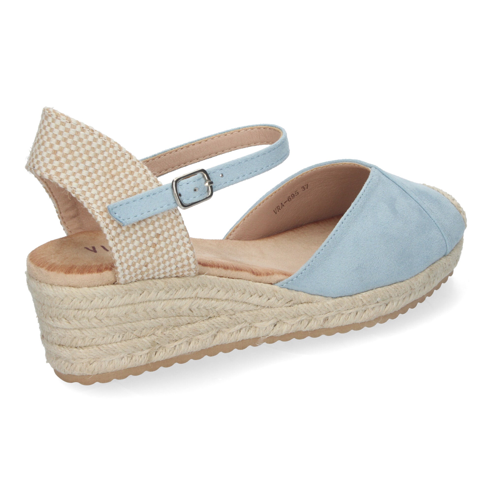 Sandalia de Cuña para Mujer, Cómoda y Elegante, Forrada de Yute con Detalle Cosido en la Pala y Hebilla