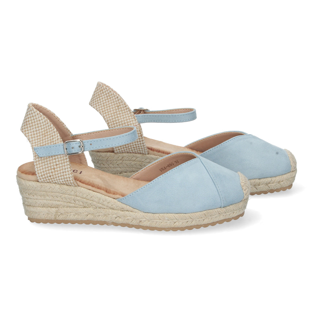 Sandalia de Cuña para Mujer, Cómoda y Elegante, Forrada de Yute con Detalle Cosido en la Pala y Hebilla