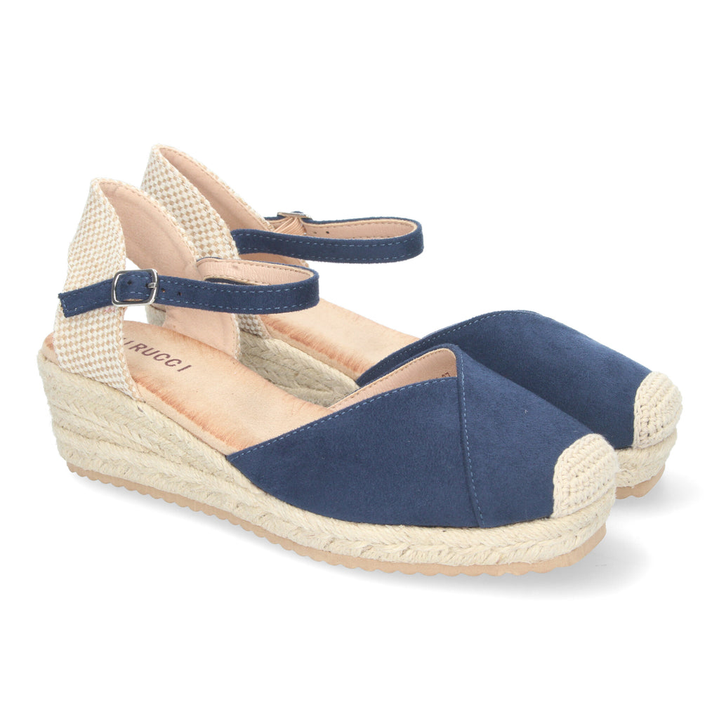 Sandalia de Cuña para Mujer, Cómoda y Elegante, Forrada de Yute con Detalle Cosido en la Pala y Hebilla