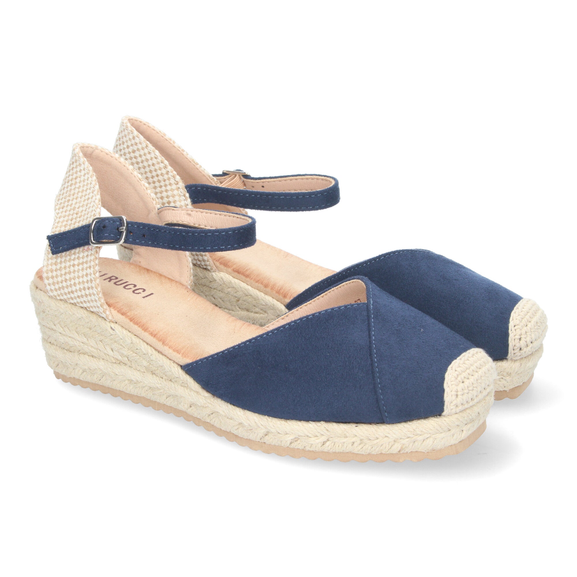 Sandalia de Cuña para Mujer, Cómoda y Elegante, Forrada de Yute con Detalle Cosido en la Pala y Hebilla