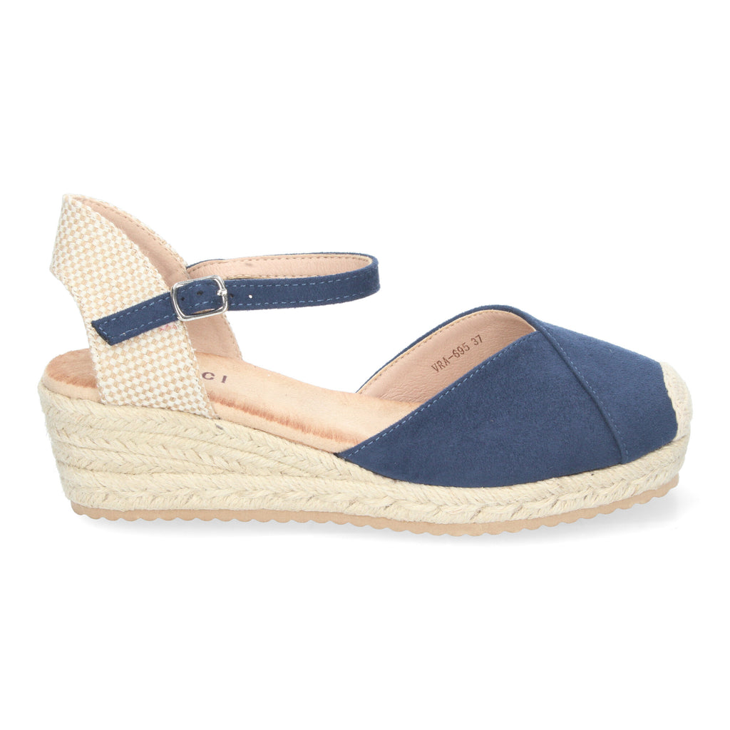 Sandalia de Cuña para Mujer, Cómoda y Elegante, Forrada de Yute con Detalle Cosido en la Pala y Hebilla