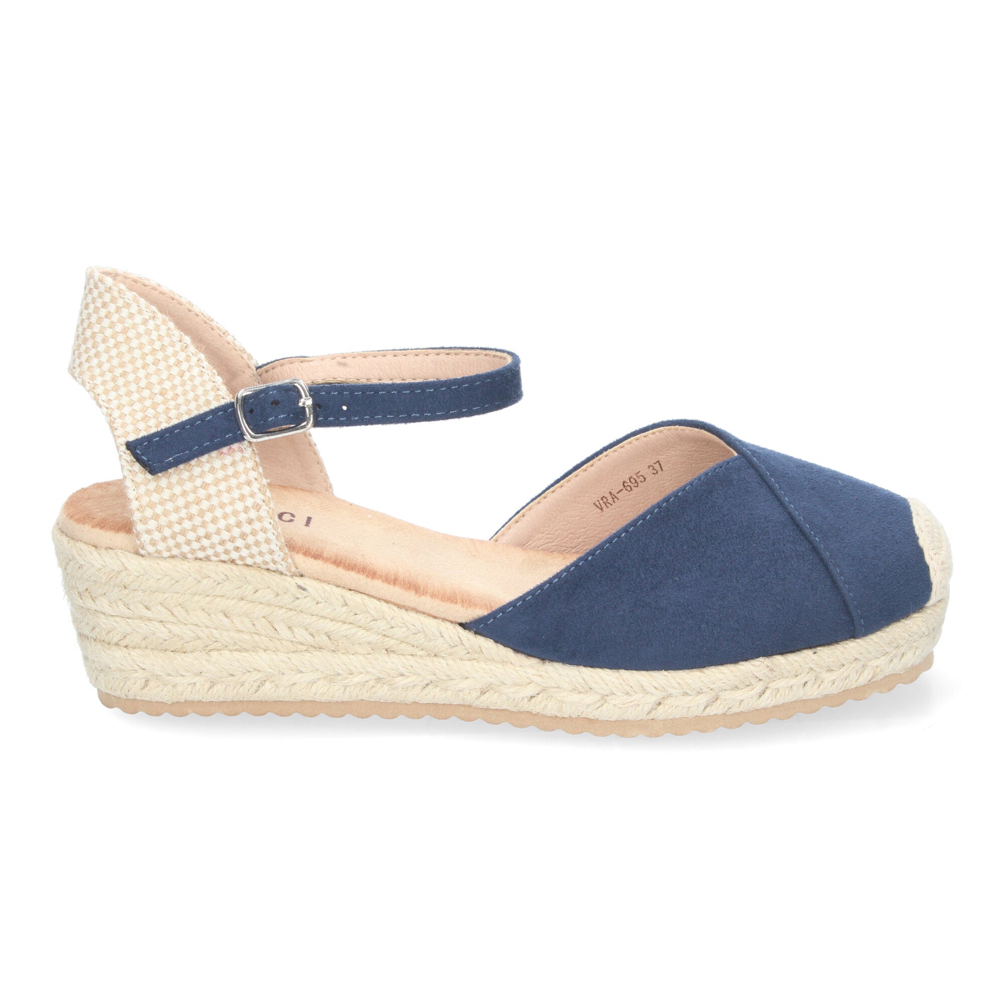 Sandalia de Cuña para Mujer, Cómoda y Elegante, Forrada de Yute con Detalle Cosido en la Pala y Hebilla