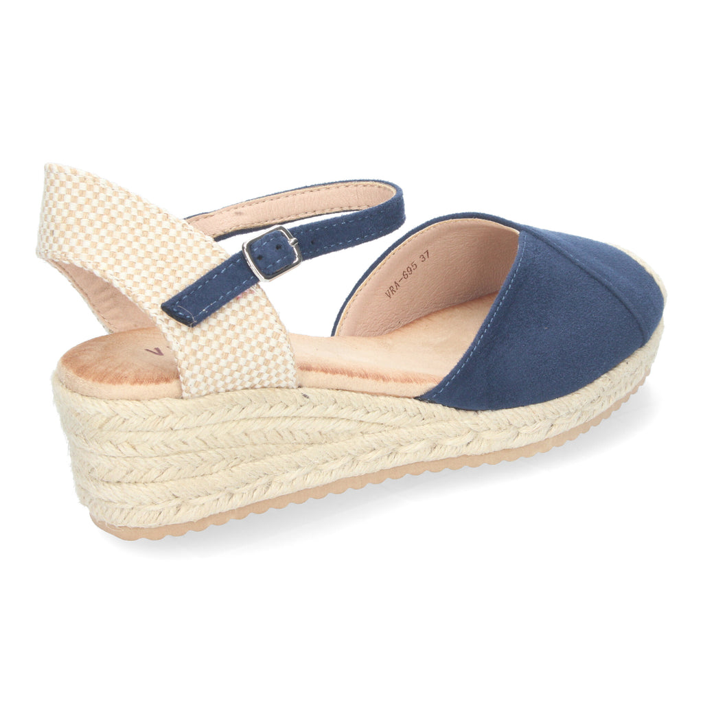 Sandalia de Cuña para Mujer, Cómoda y Elegante, Forrada de Yute con Detalle Cosido en la Pala y Hebilla