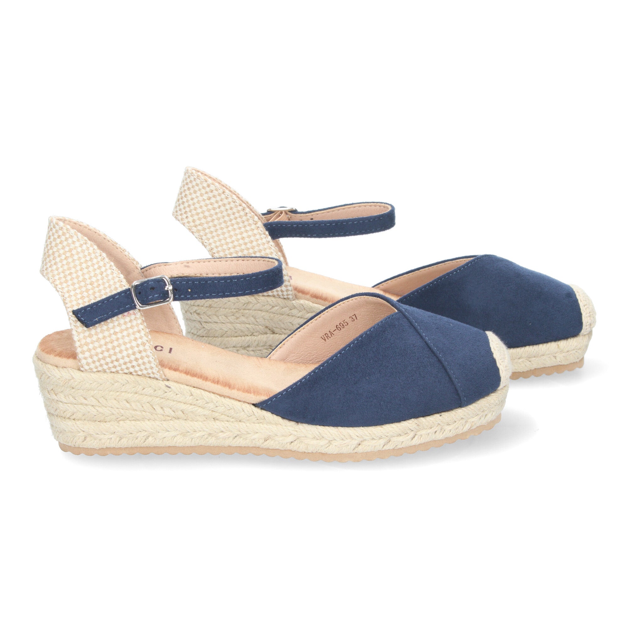 Sandalia de Cuña para Mujer, Cómoda y Elegante, Forrada de Yute con Detalle Cosido en la Pala y Hebilla