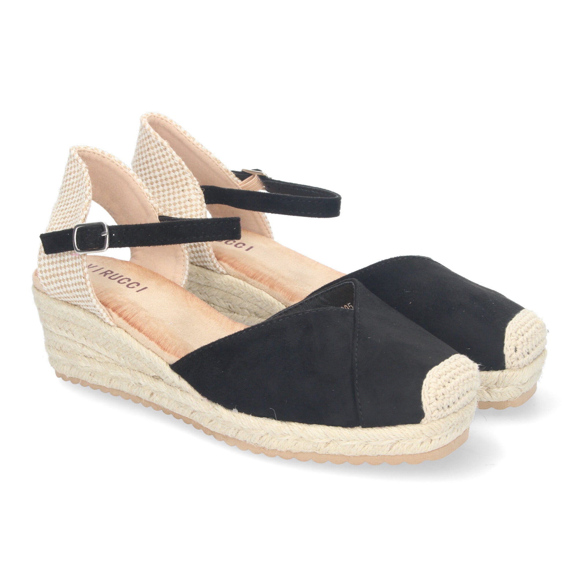 Sandalia de Cuña para Mujer, Cómoda y Elegante, Forrada de Yute con Detalle Cosido en la Pala y Hebilla