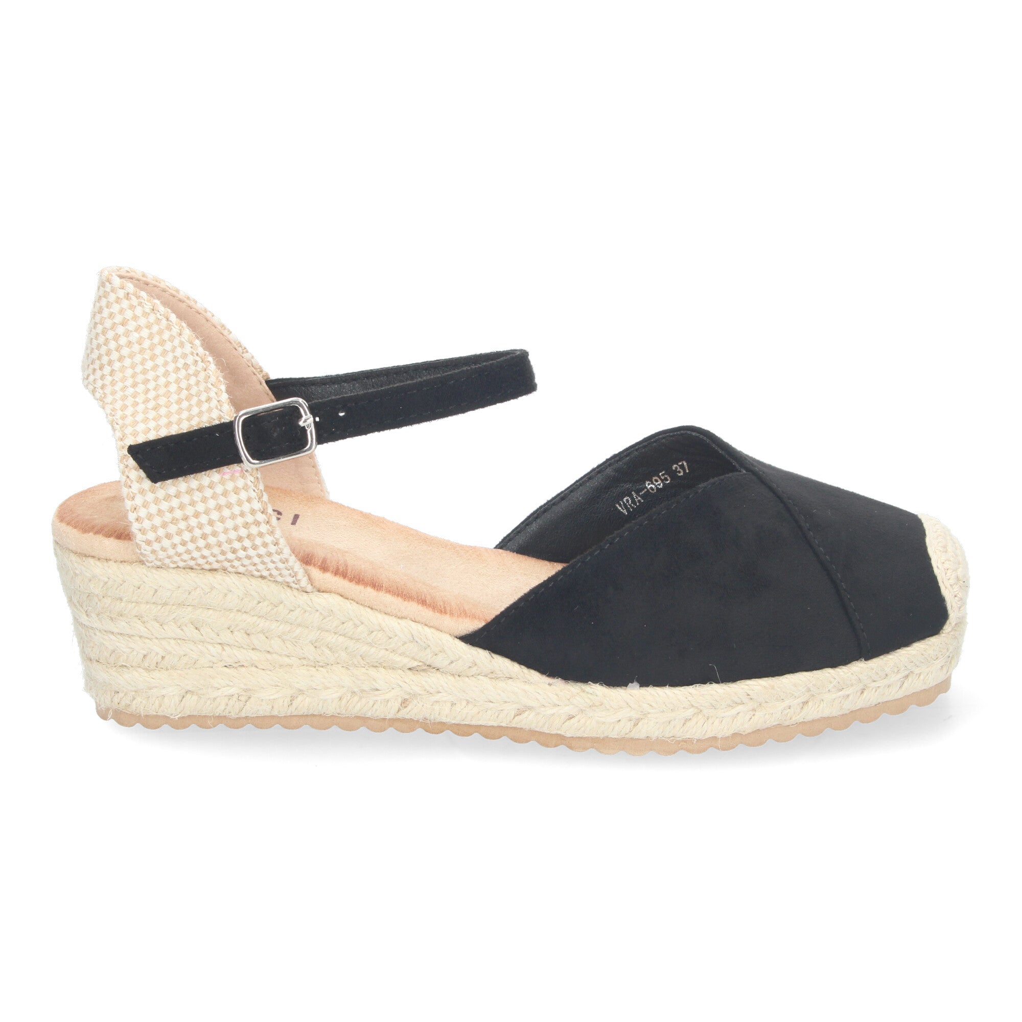 Sandalia de Cuña para Mujer, Cómoda y Elegante, Forrada de Yute con Detalle Cosido en la Pala y Hebilla