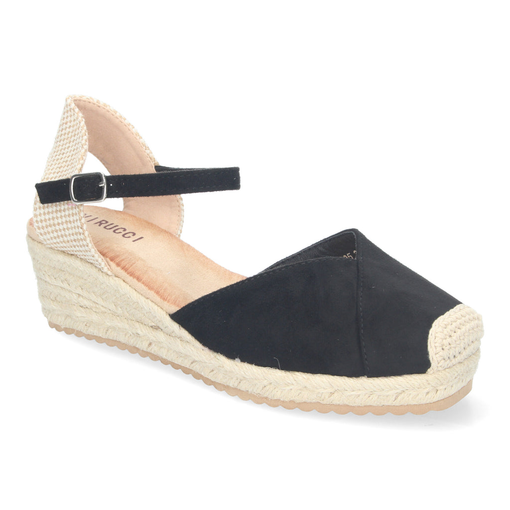 Sandalia de Cuña para Mujer, Cómoda y Elegante, Forrada de Yute con Detalle Cosido en la Pala y Hebilla