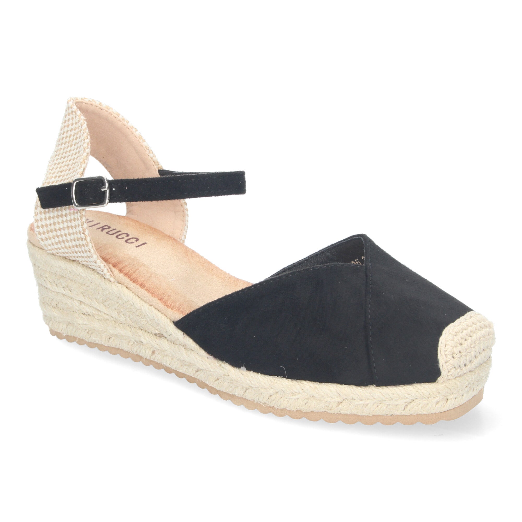 Sandalia de Cuña para Mujer, Cómoda y Elegante, Forrada de Yute con Detalle Cosido en la Pala y Hebilla